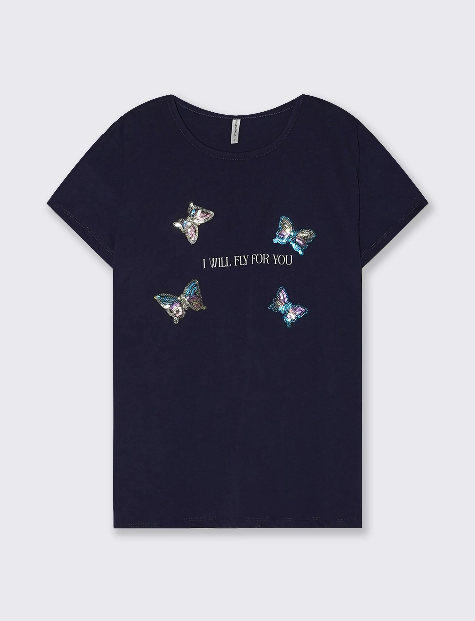 T-Shirt Manica Corta con Stampa e Paillettes - var 2