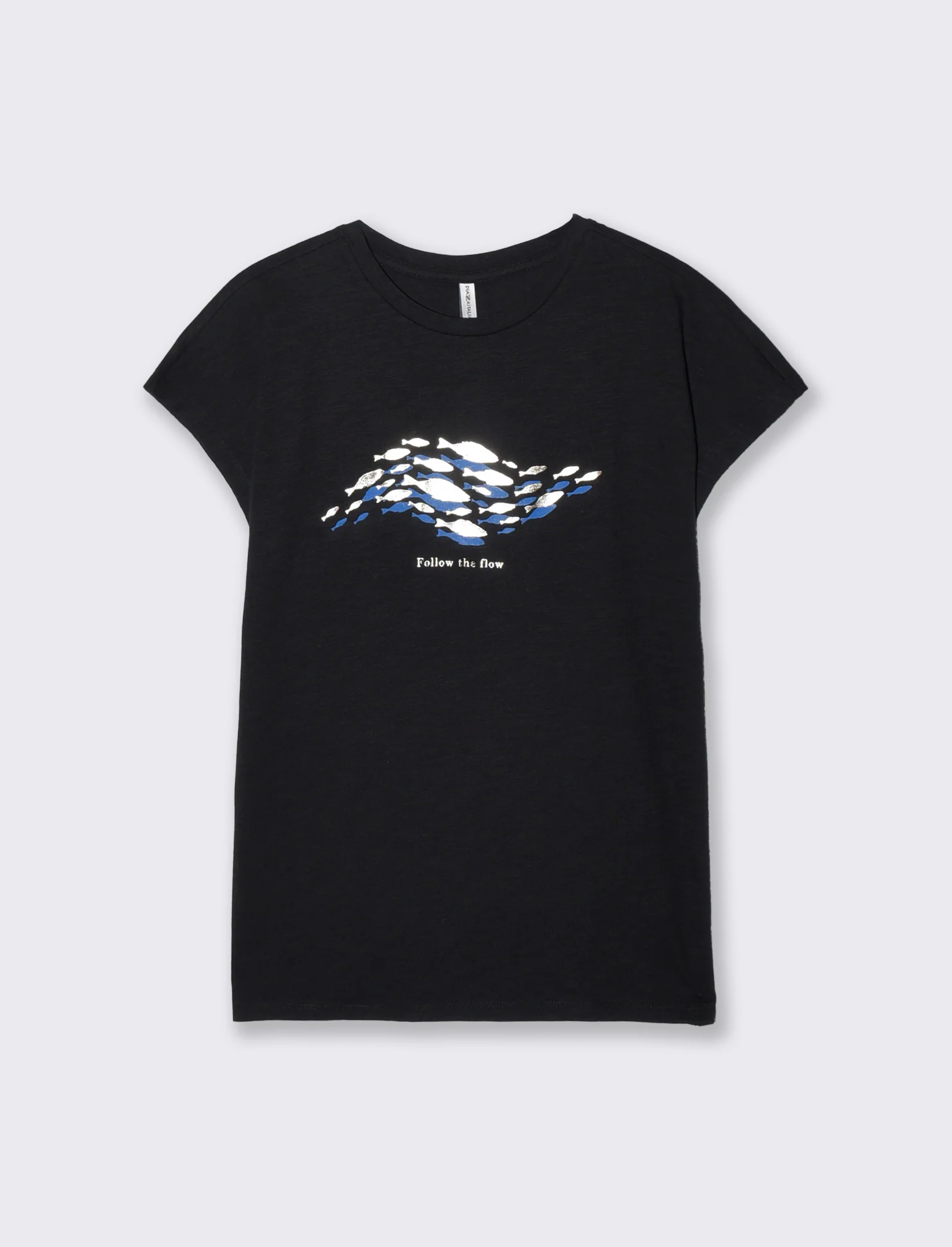 T-shirt manica corta con stampa - Nero