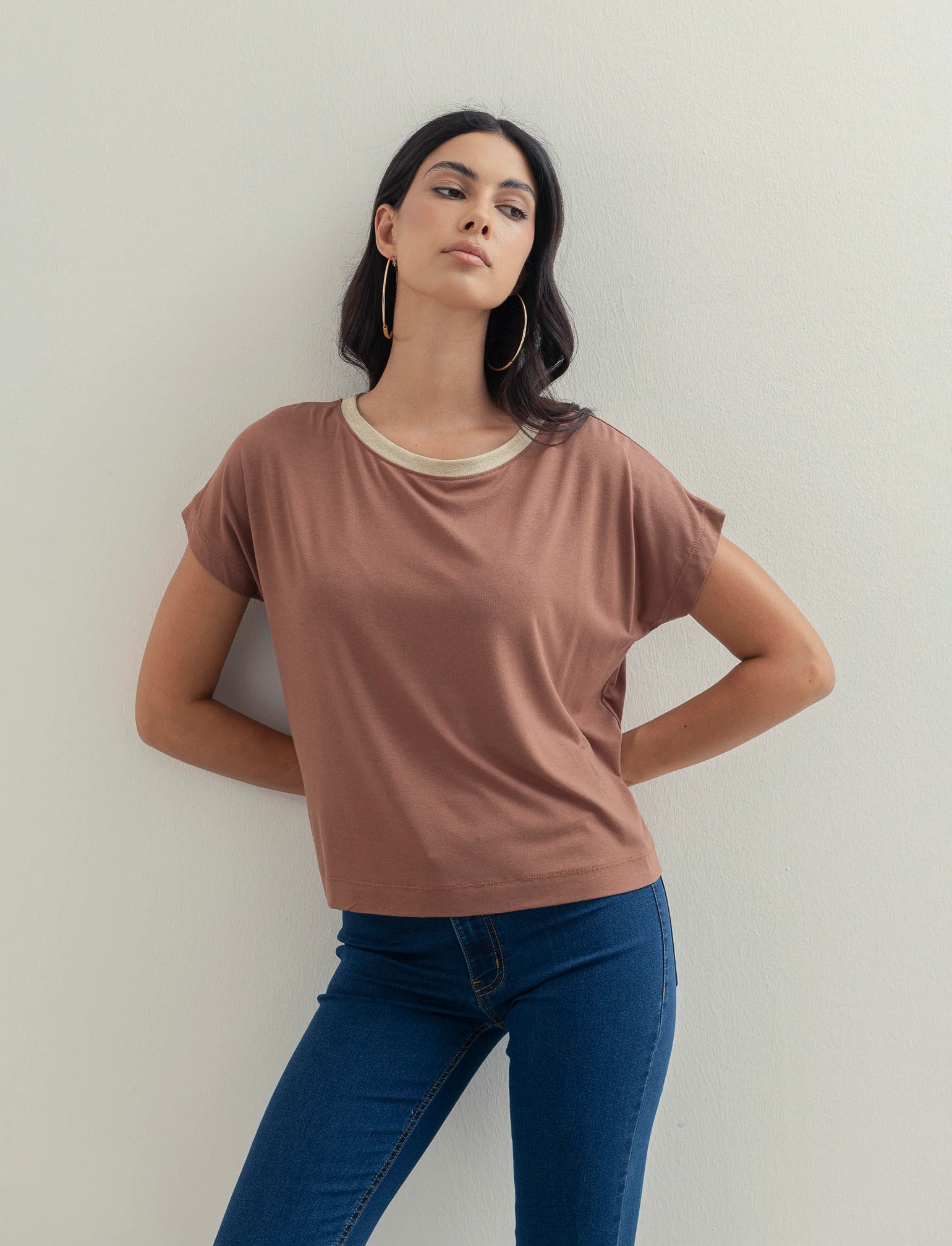 T-SHIRT MANICA CORTA - Marrone tabacco