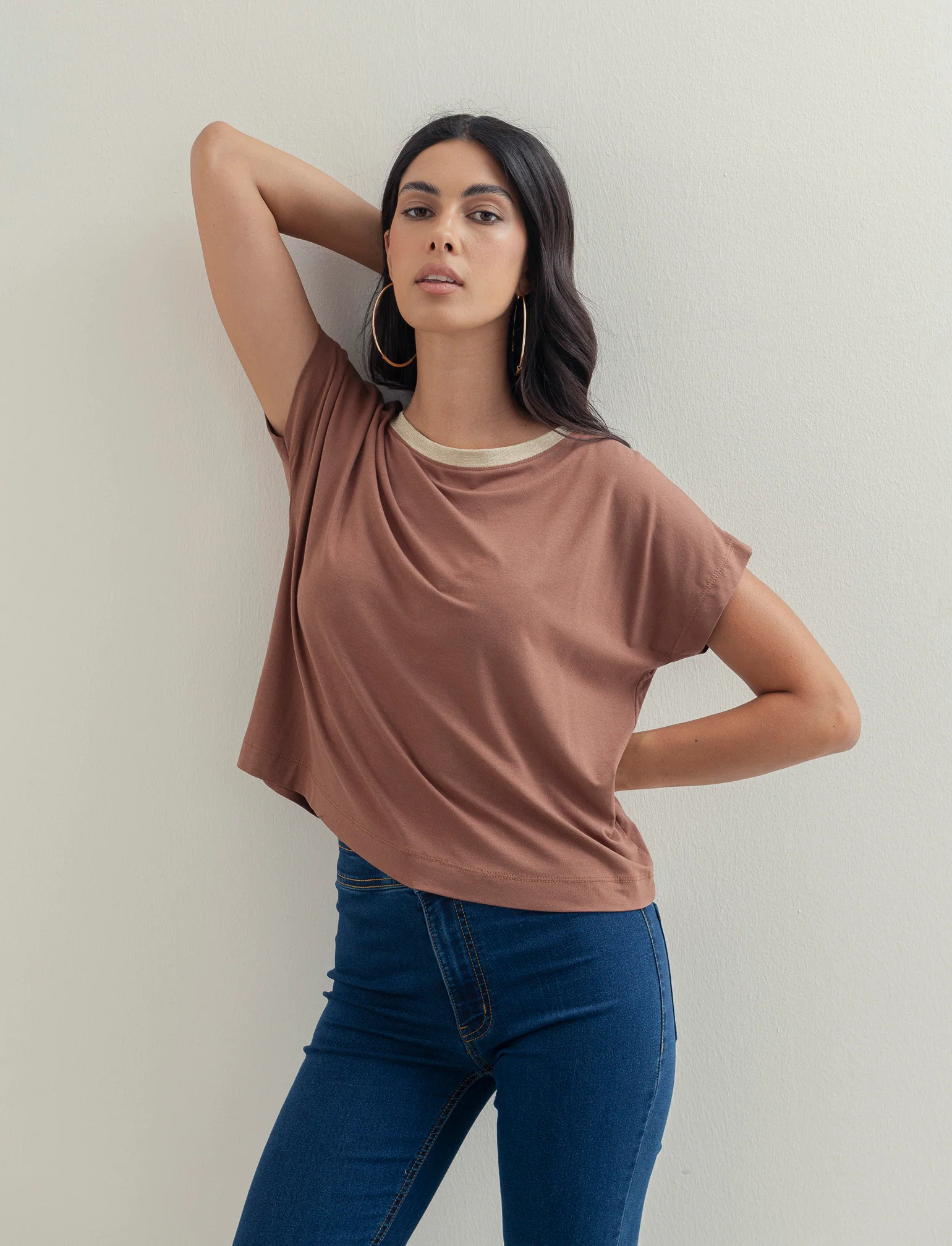 T-SHIRT MANICA CORTA - Marrone tabacco - Image 2