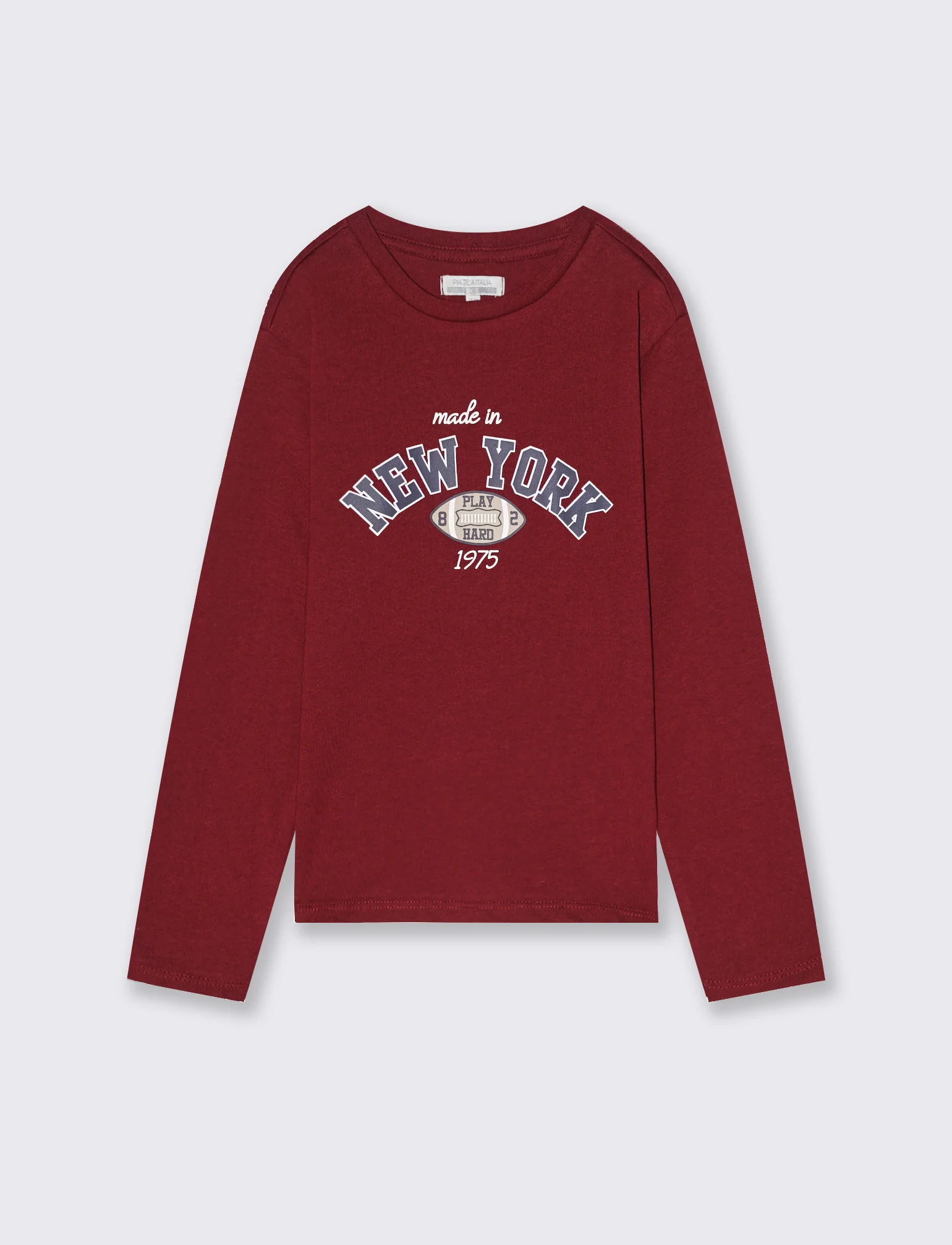 T-shirt manica lunga con stampa. - Bordeaux