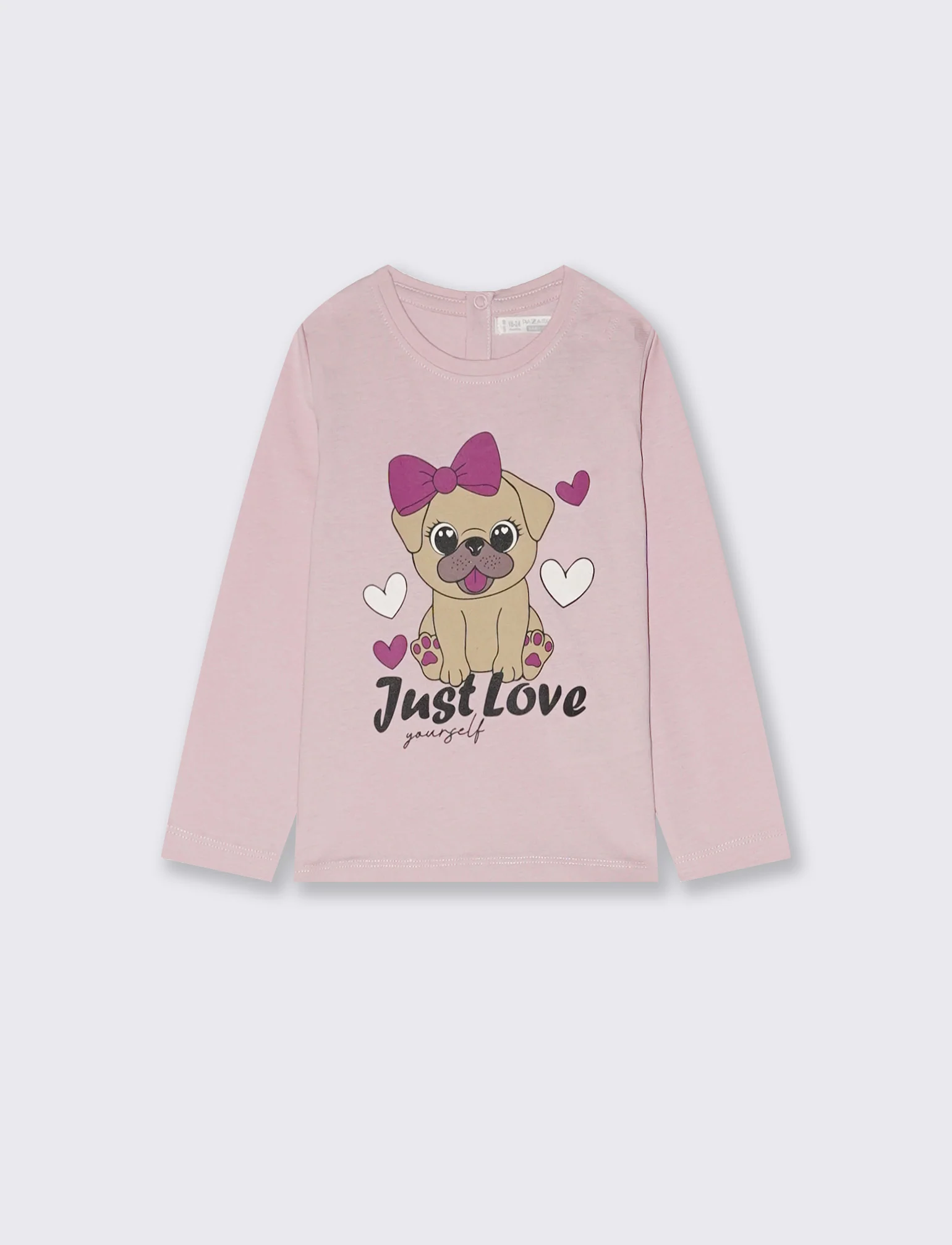 T-shirt manica lunga con stampa colorata - Rosa polvere
