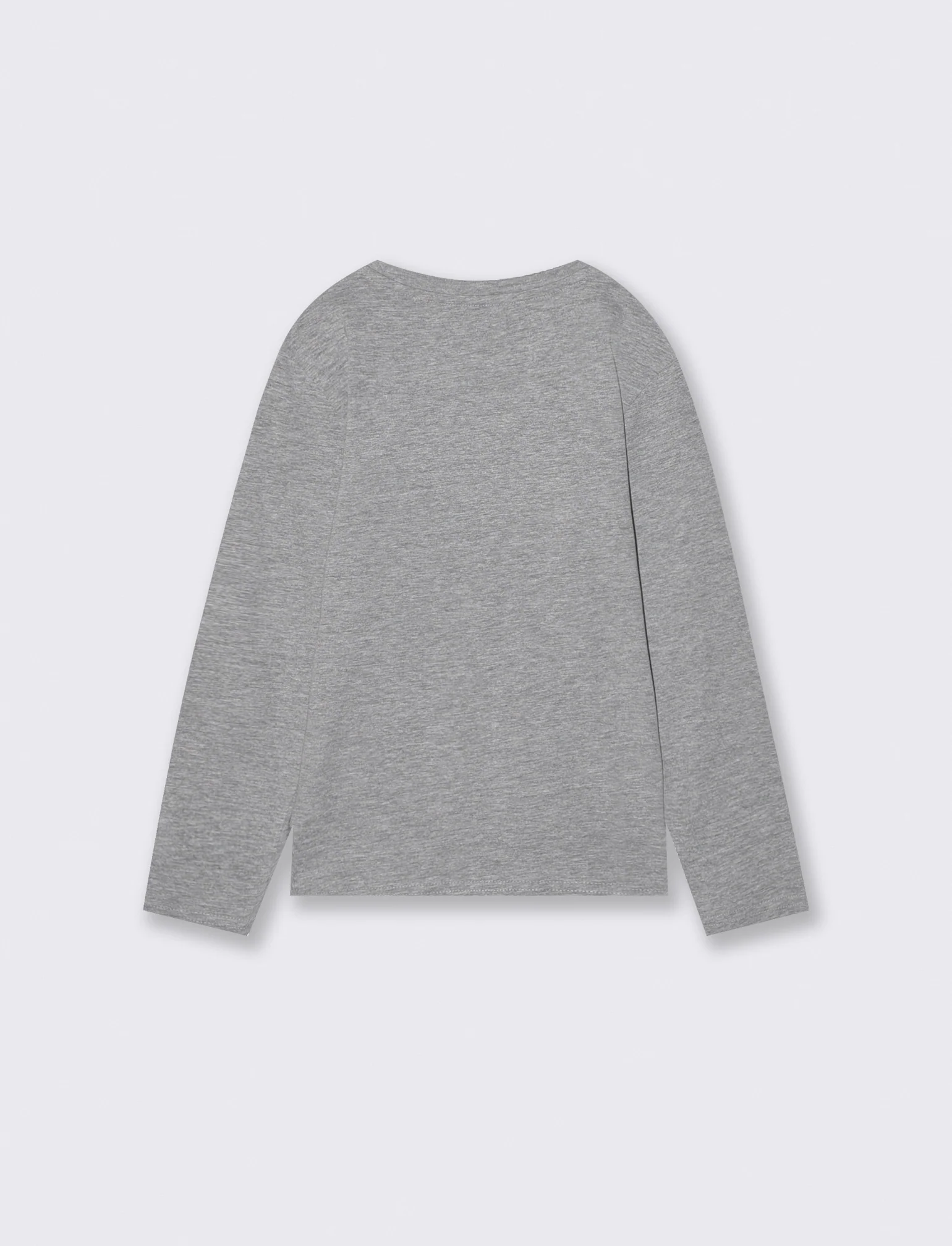 T-shirt manica lunga con stampa frontale - Grigio mel. - Image 2