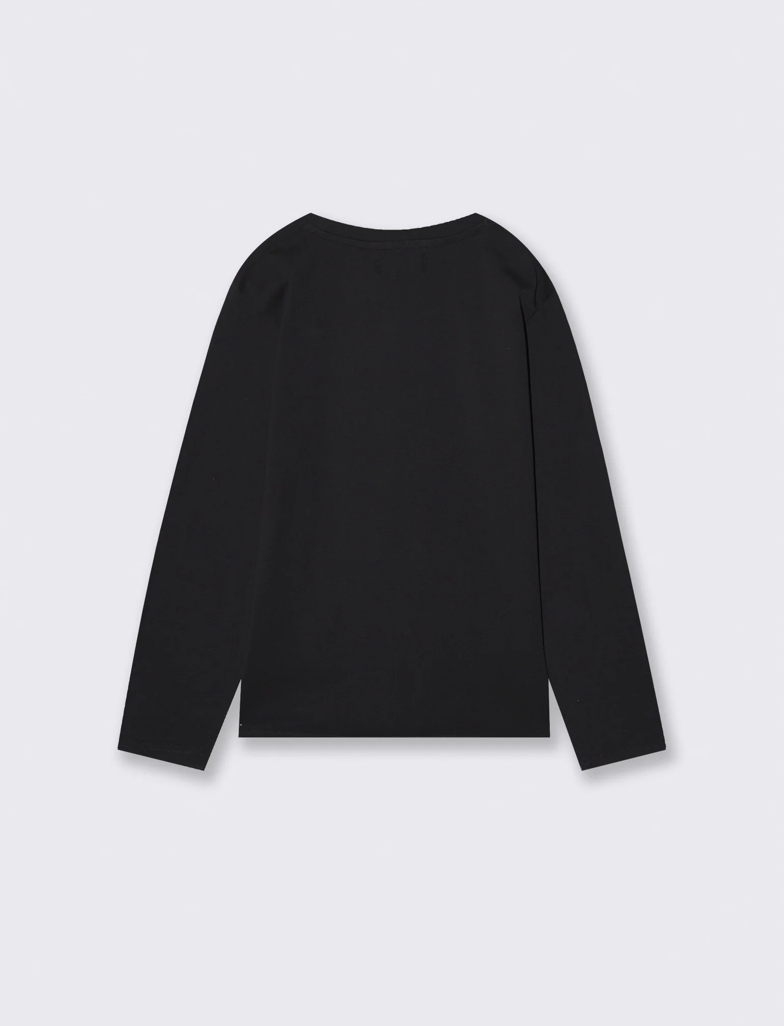 T-shirt manica lunga con stampa frontale - Nero - Image 2