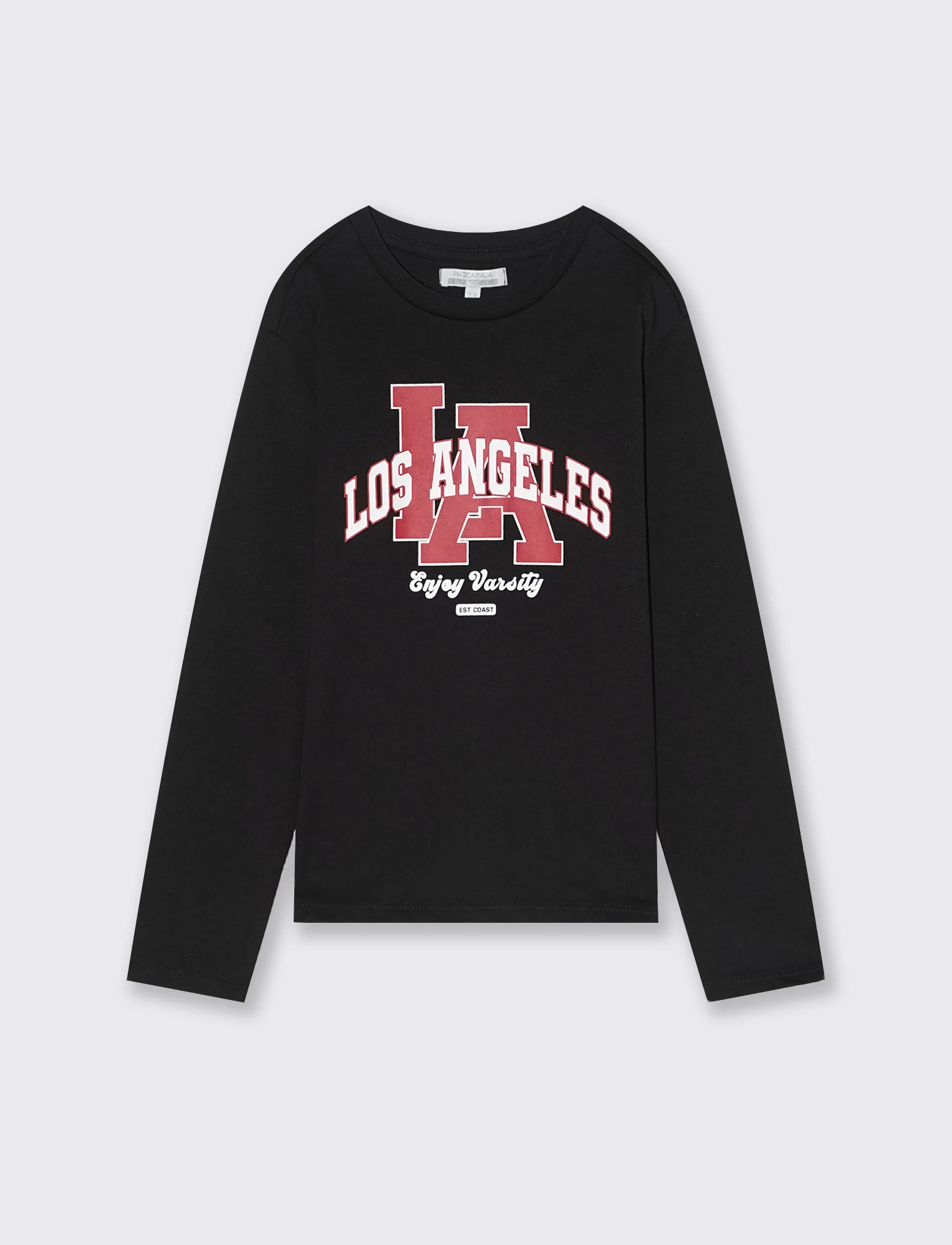 T-shirt manica lunga con stampa. - Nero