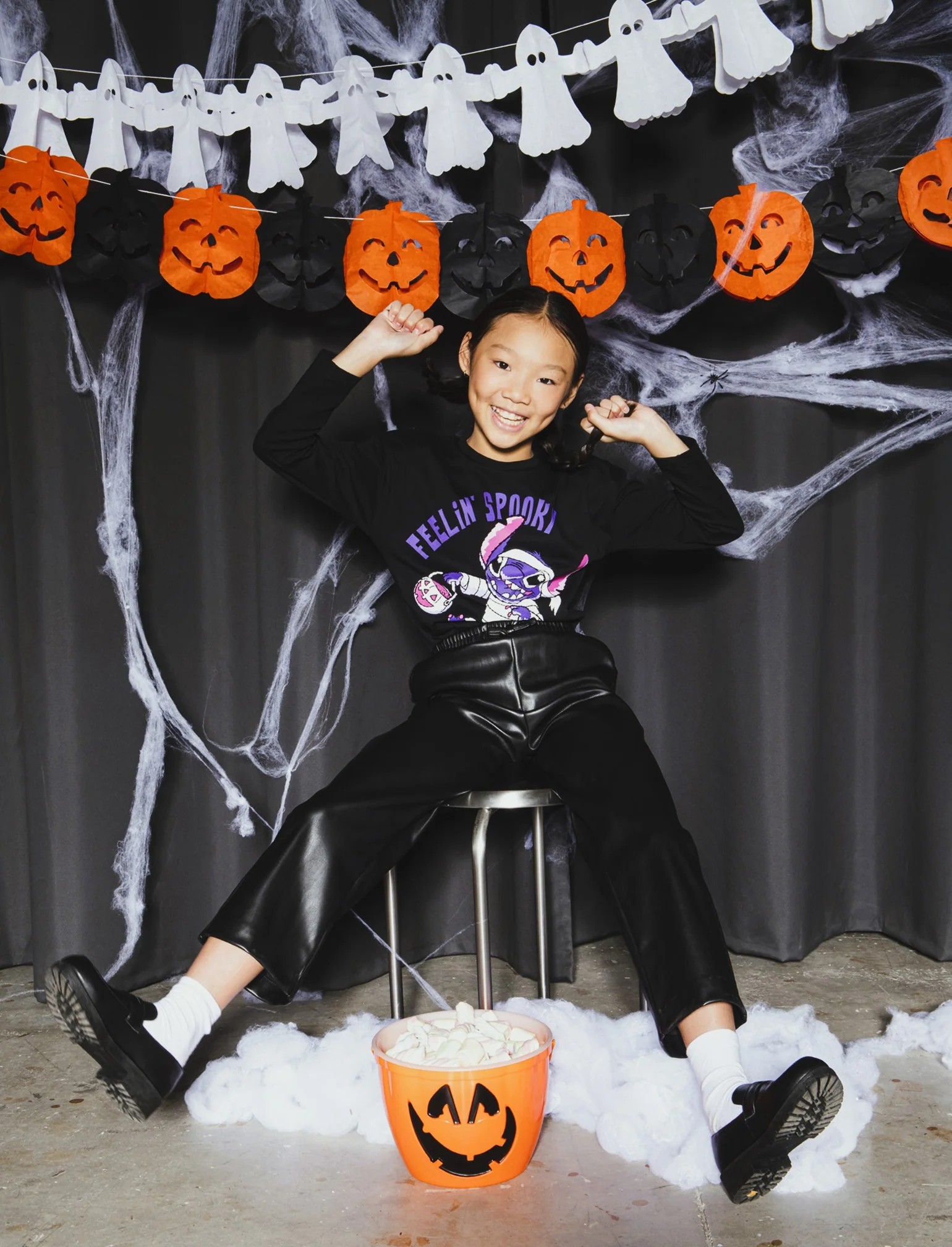 T-shirt manica lunga con stampa Stitch tema Halloween - Nero - Image 4