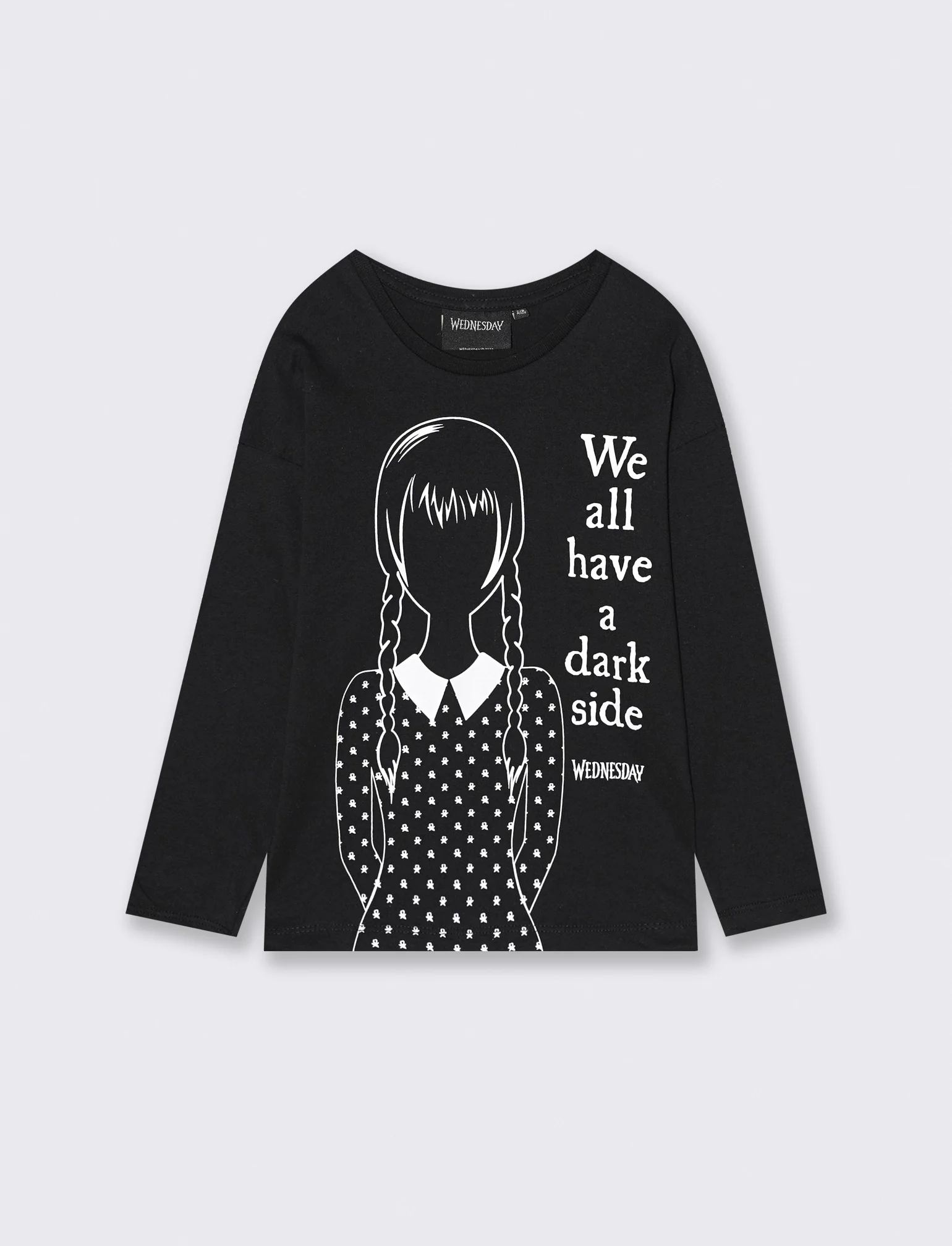 T-shirt manica lunga con stampa Wednesday - Nero - Image 4