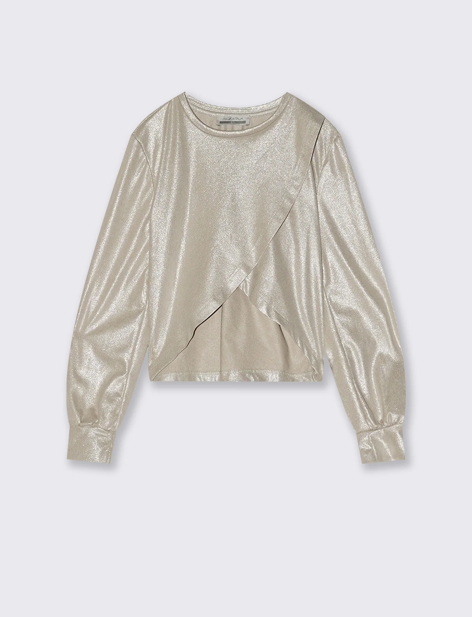 T-shirt manica lunga effetto metallizzato - Beige - Image 2
