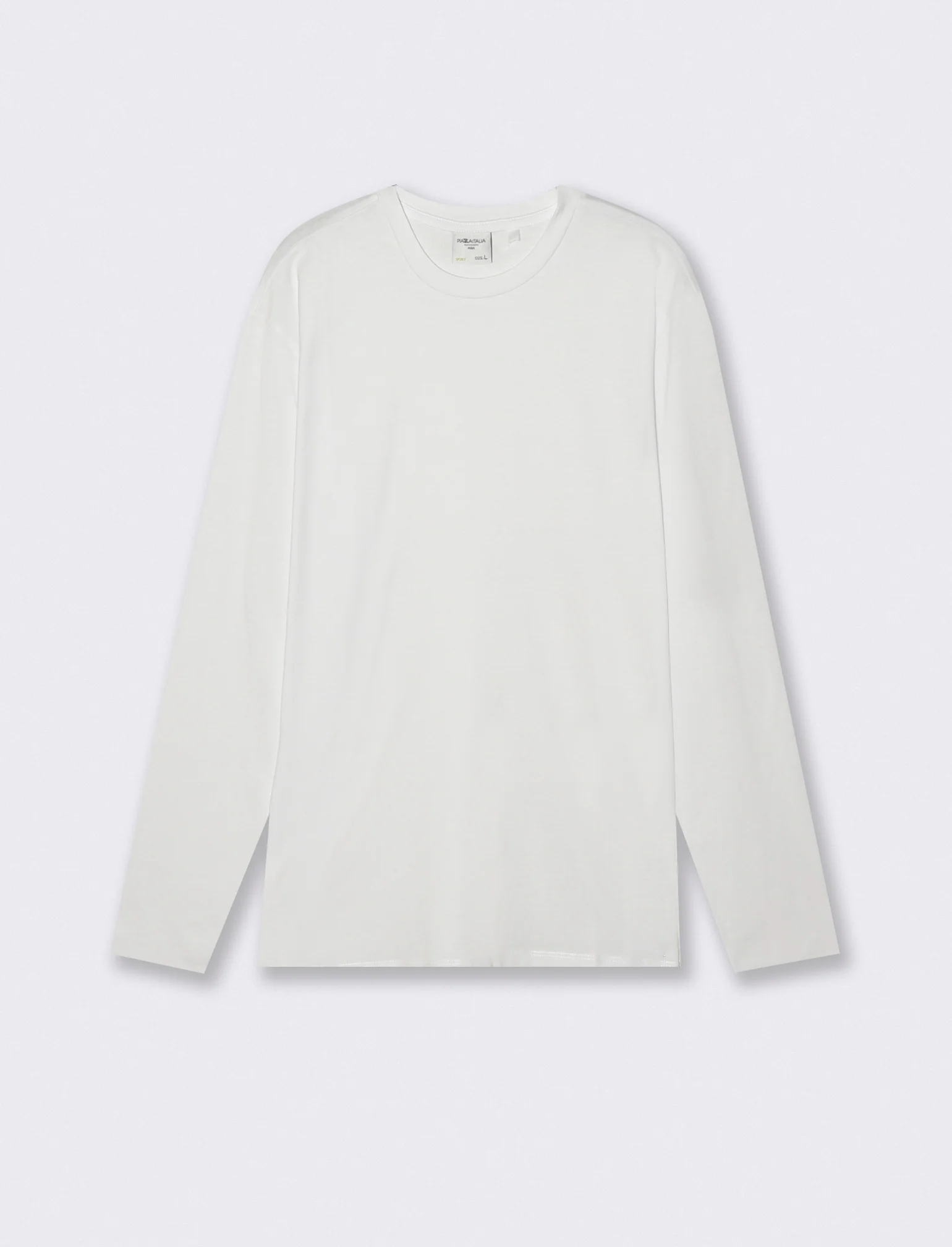 T-shirt manica lunga in cotone regular fit - Bianco