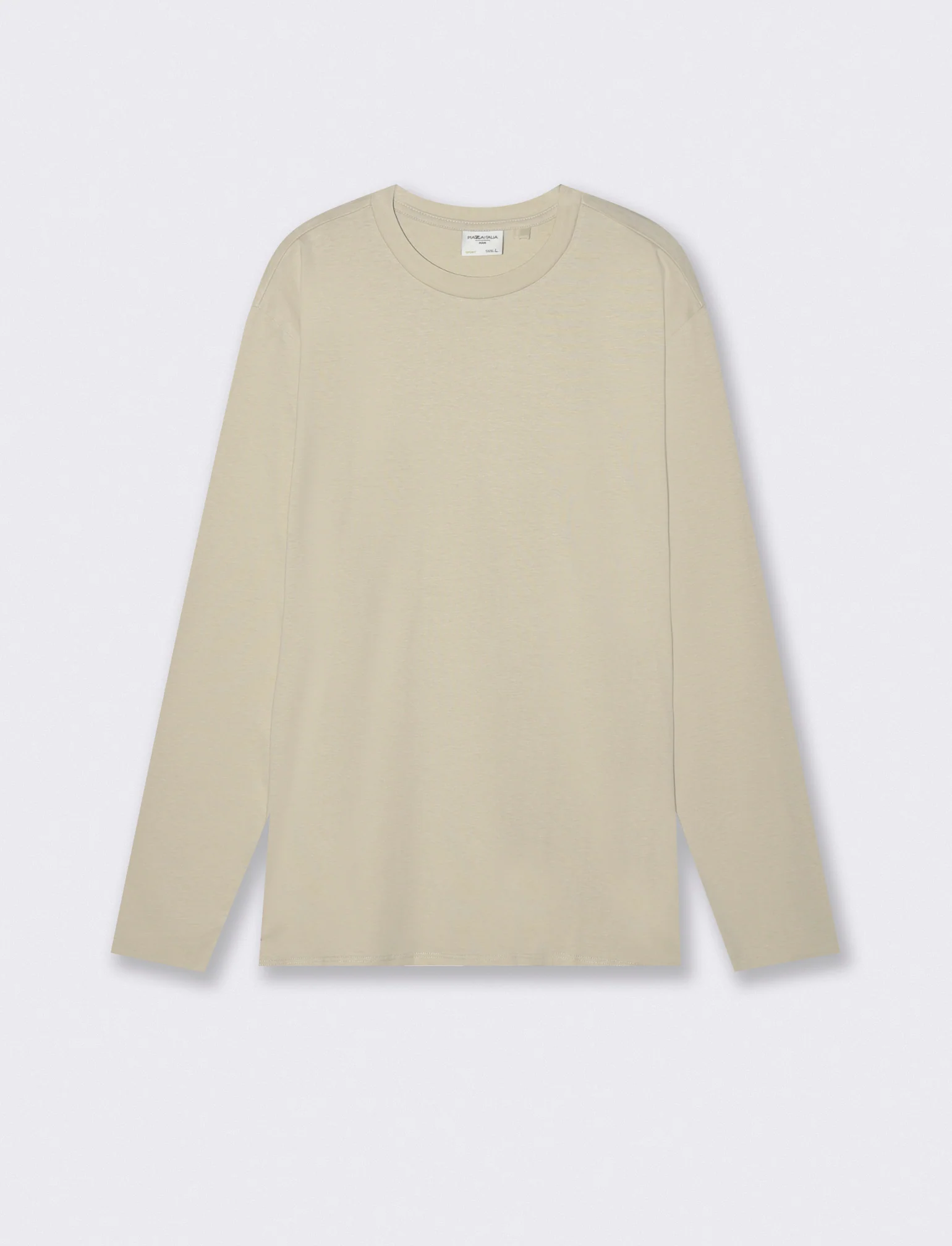T-shirt manica lunga in cotone regular fit - Grigio ghiaccio