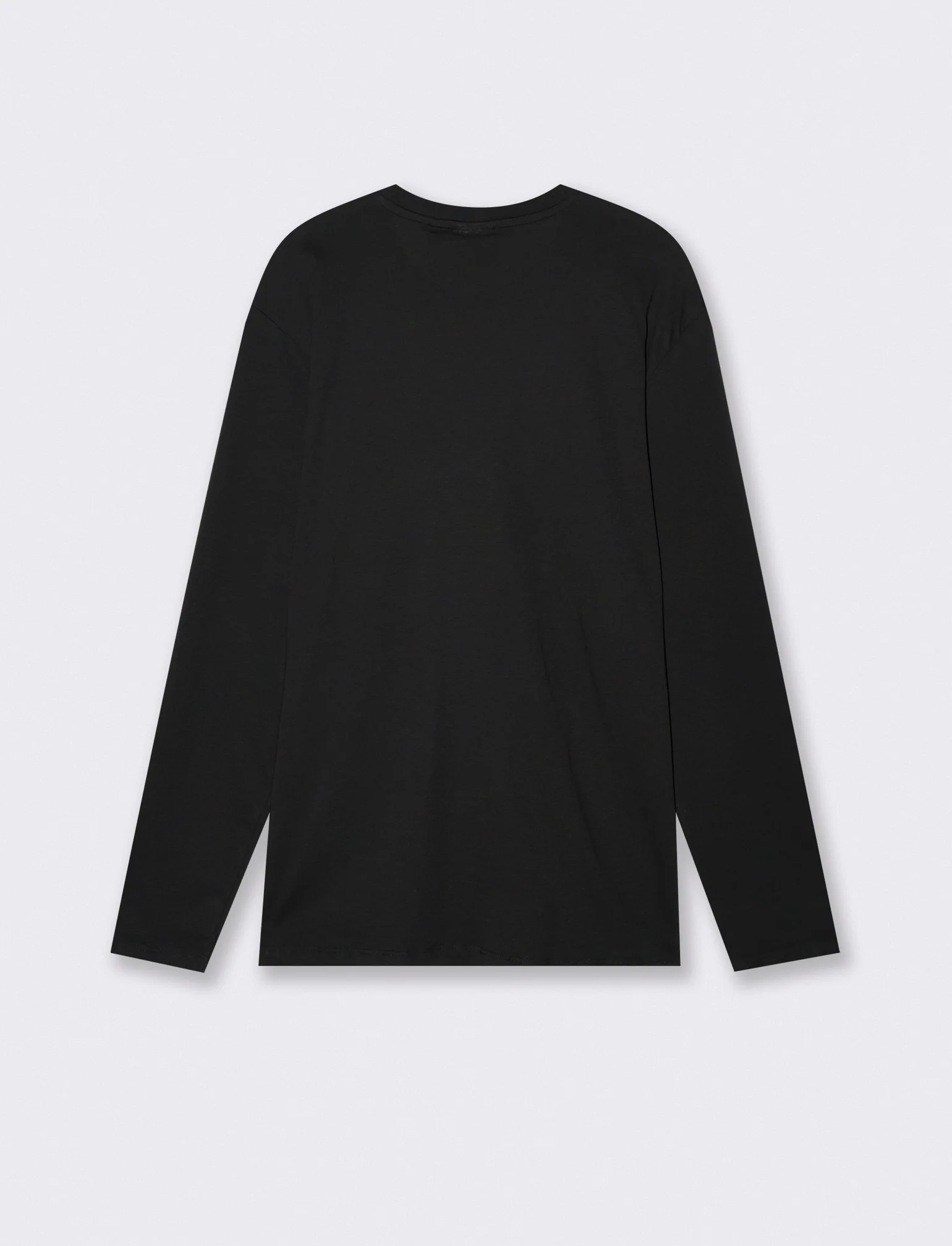 T-shirt manica lunga in cotone regular fit - Nero - Image 5