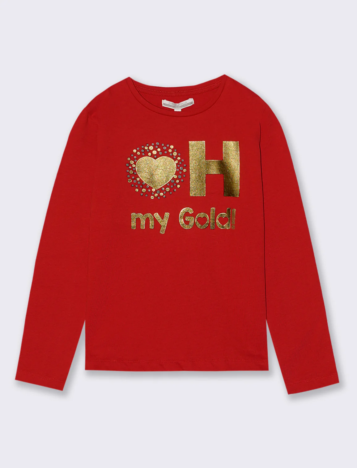 T- shirt manica lunga in cotone. - Rosso