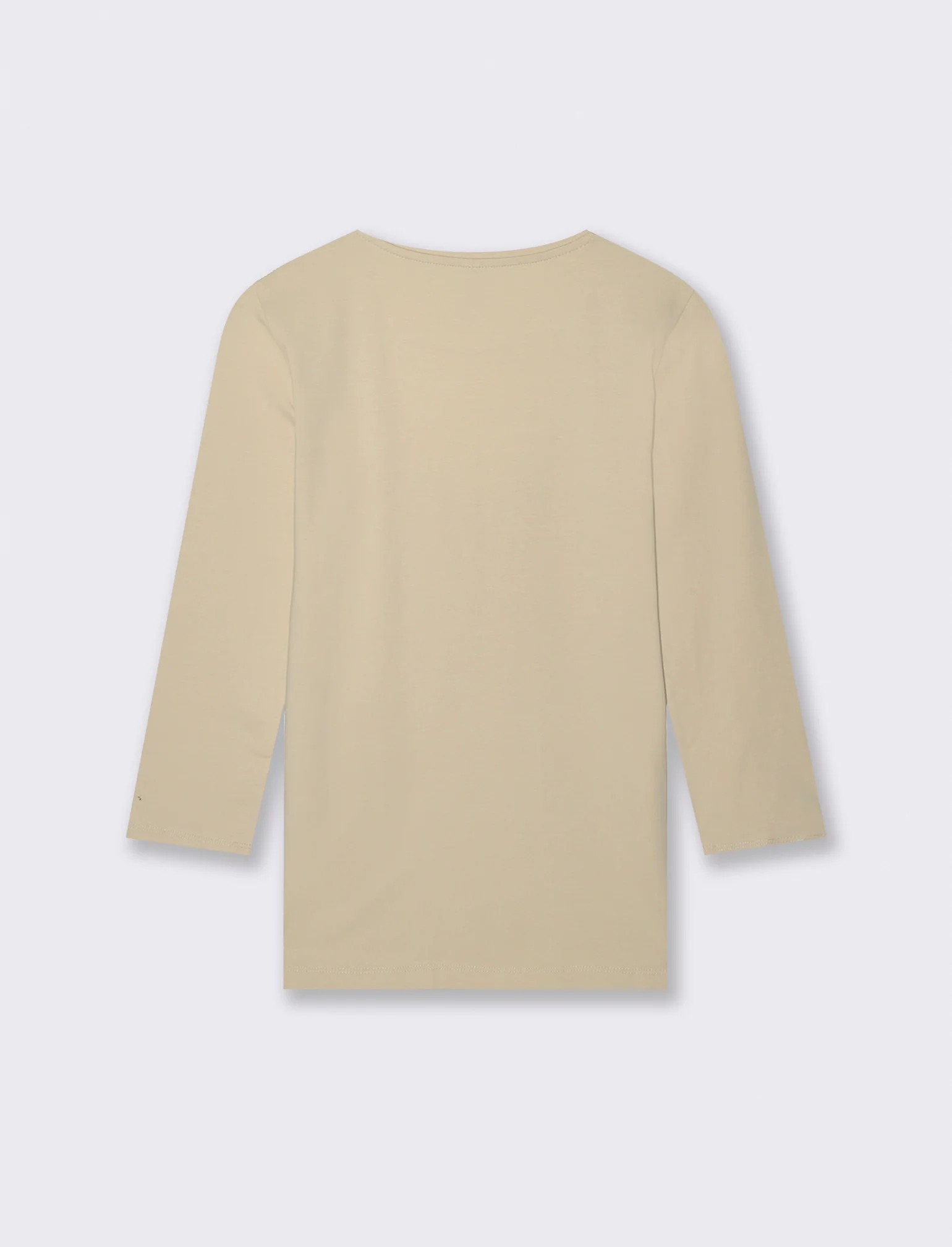 T-Shirt Manica Lunga Scollo a V - Beige grano - Image 2