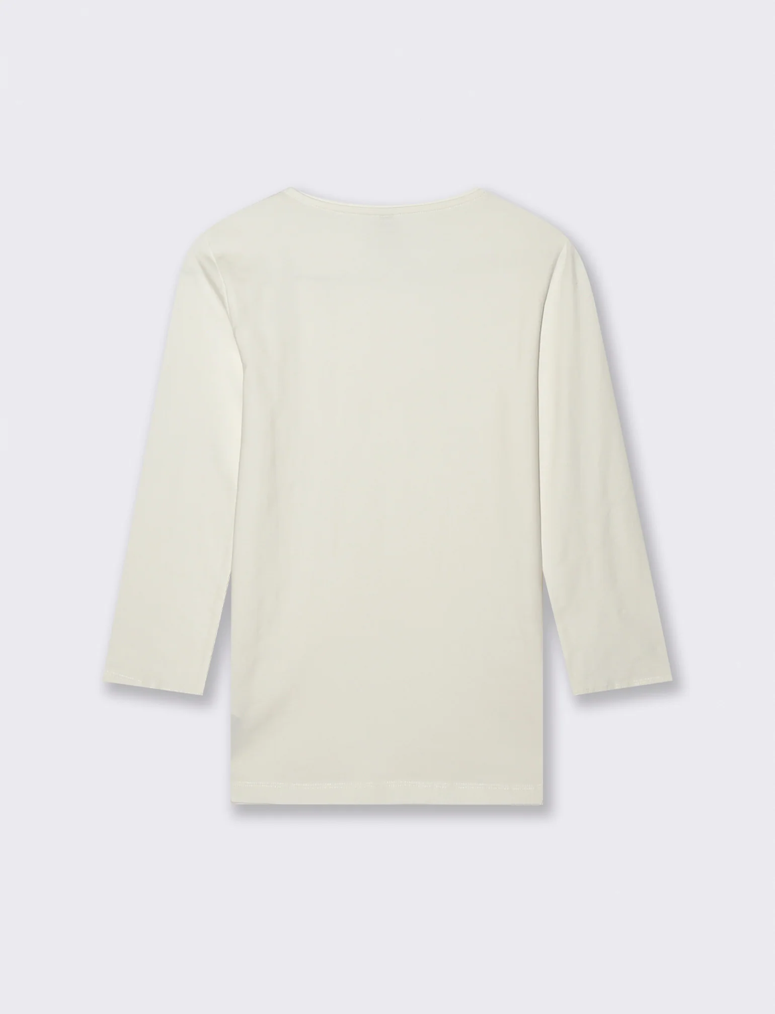 T-Shirt Manica Lunga Scollo a V - Bianco latte - Image 2