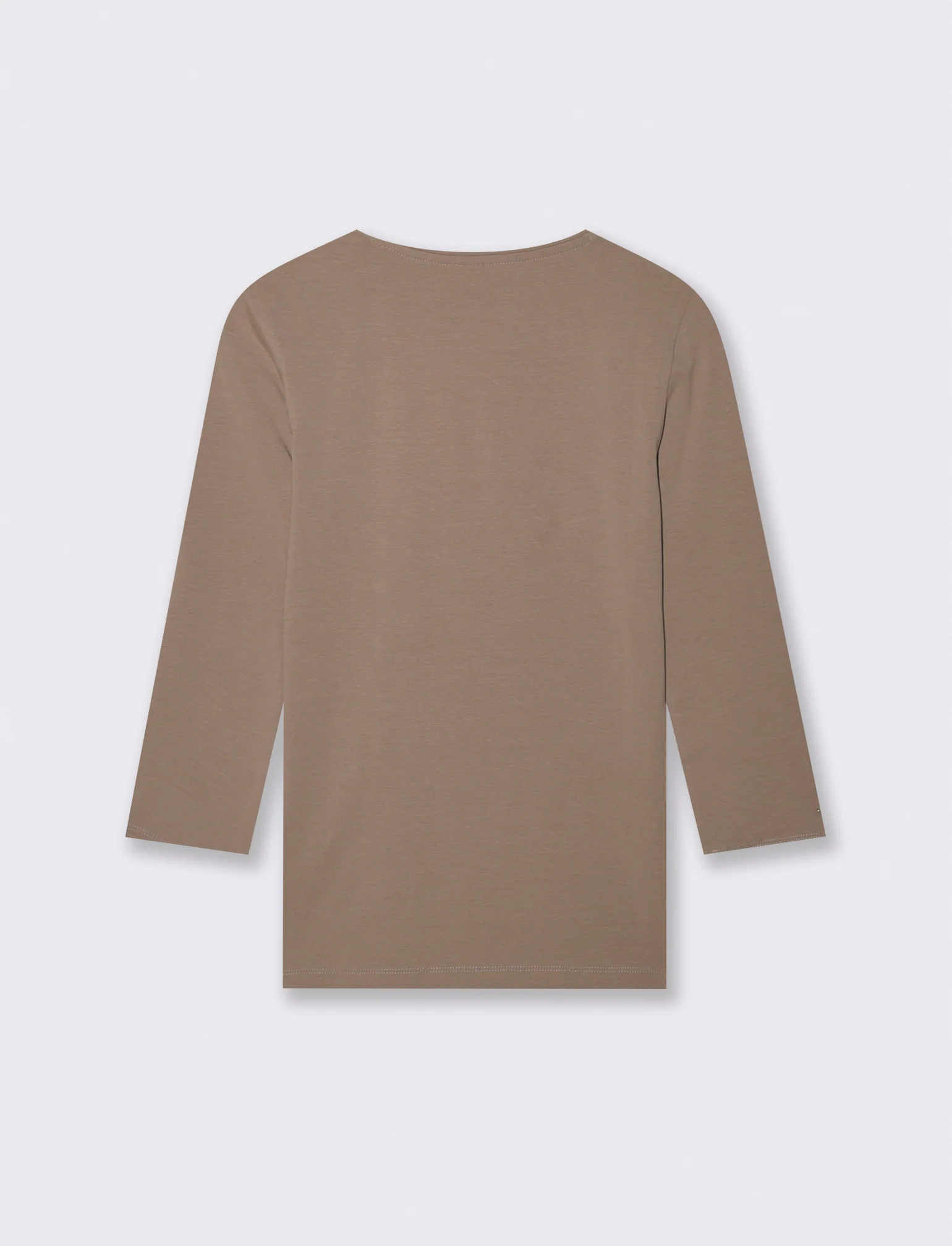 T-Shirt Manica Lunga Scollo a V - Grigio tortora - Image 2