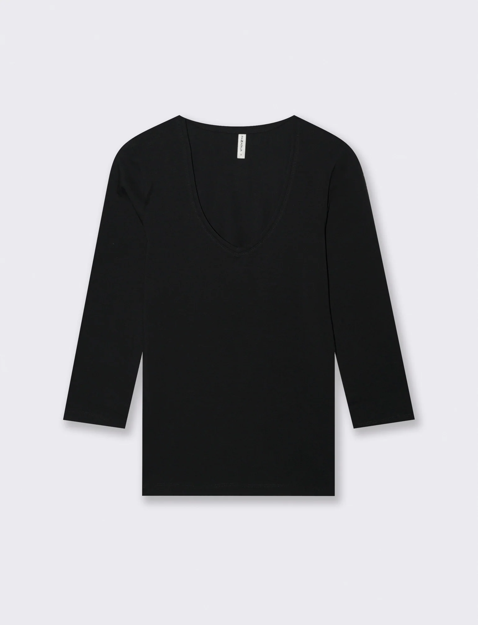 T-Shirt Manica Lunga Scollo a V - Nero