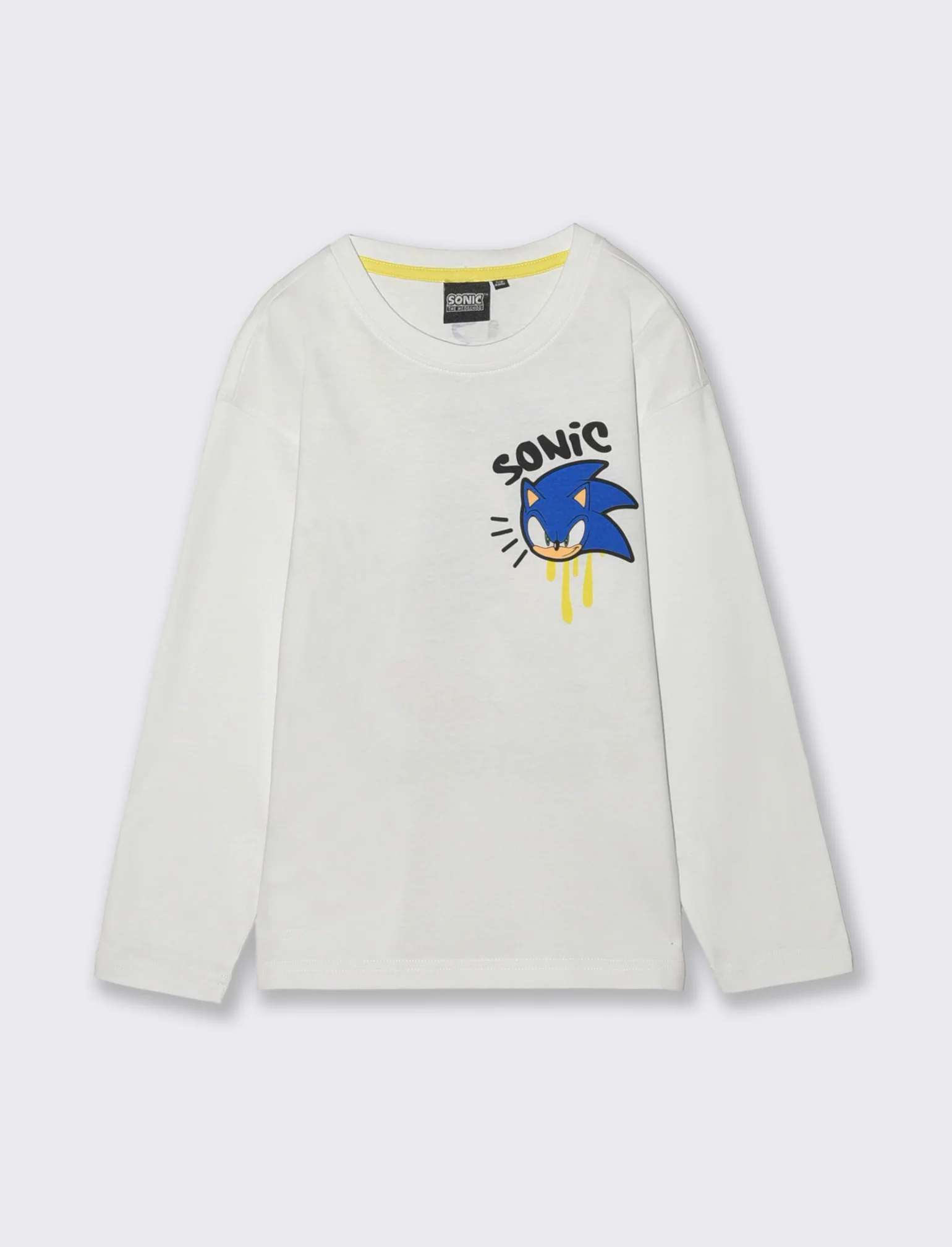 T-Shirt Manica Lunga Sonic per Bambini - Bianco