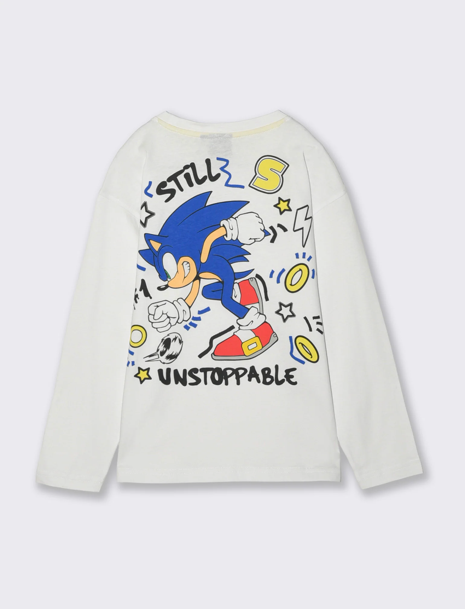 T-Shirt Manica Lunga Sonic per Bambini - Bianco - Image 2