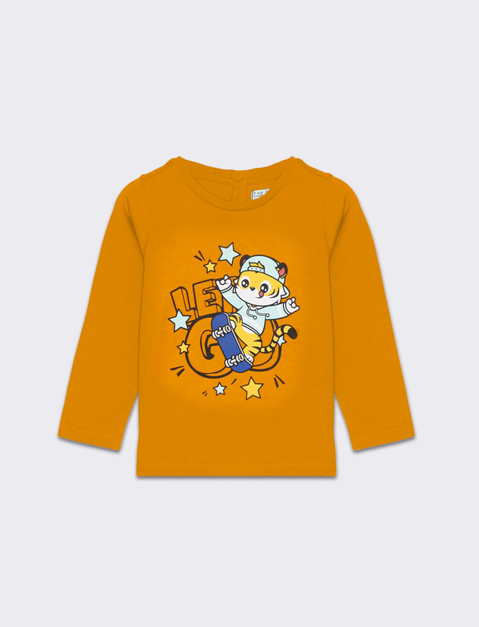 T-shirt manica lunga stampata da neonato - Arancio