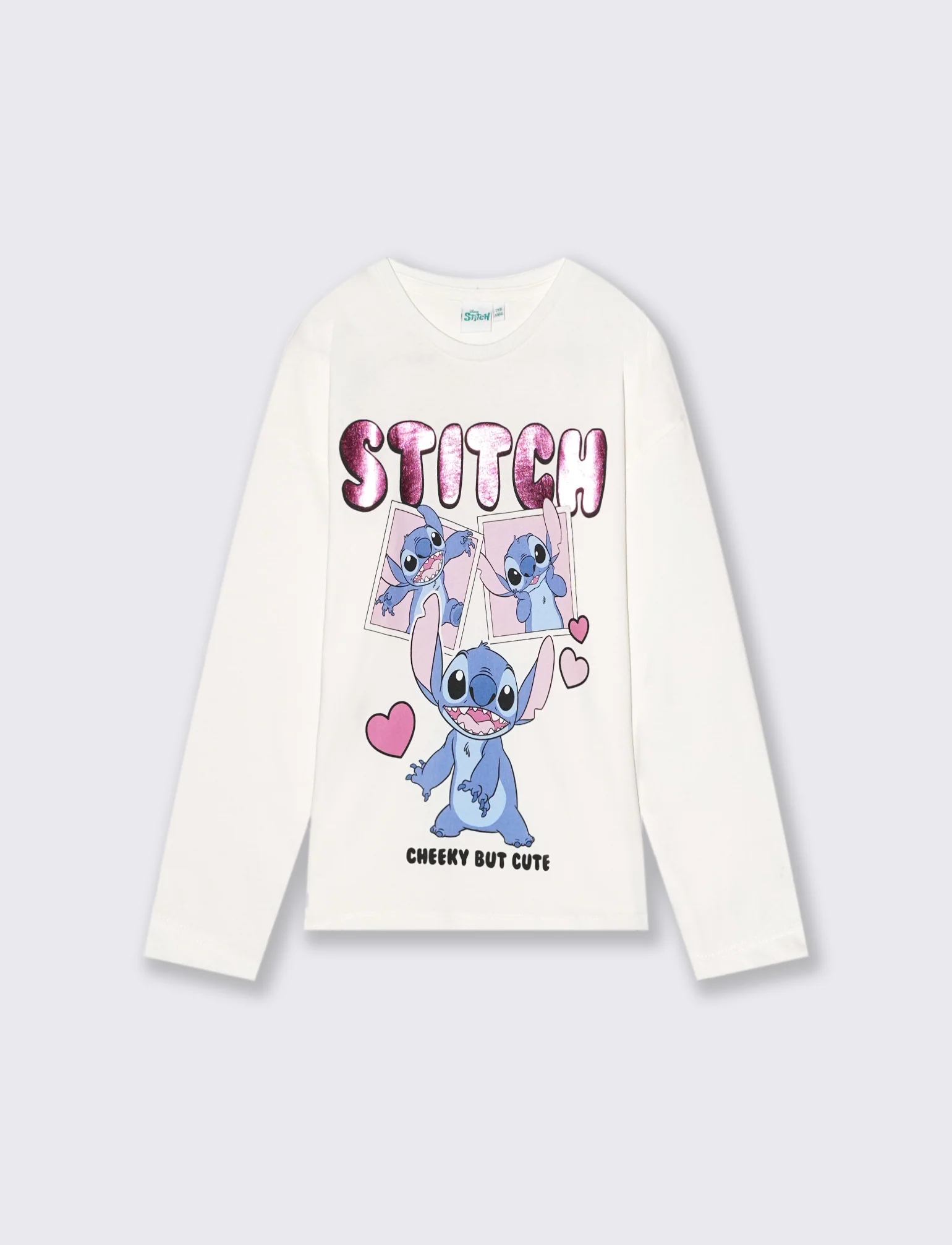 T-shirt manica lunga Stitch. - Bianco