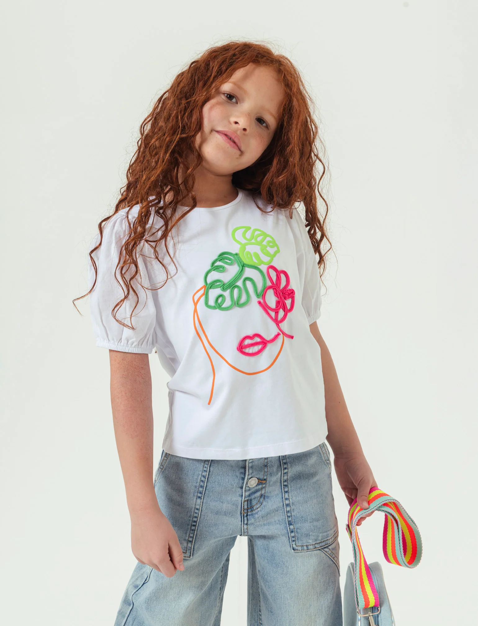 T-shirt maniche a palloncino da bambina - Bianco - Image 3