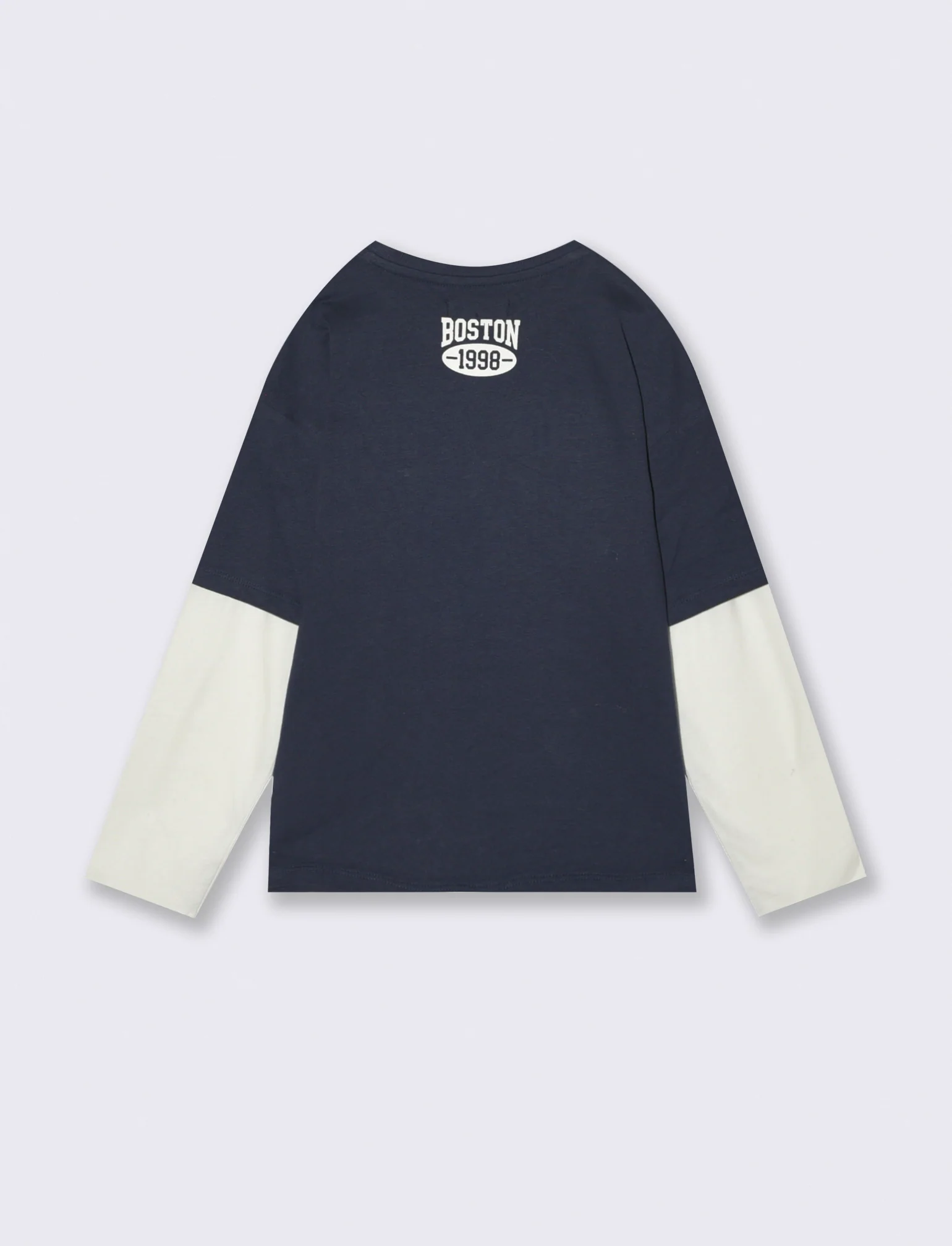T-shirt maniche lunghe bicolor - Blu - Image 2