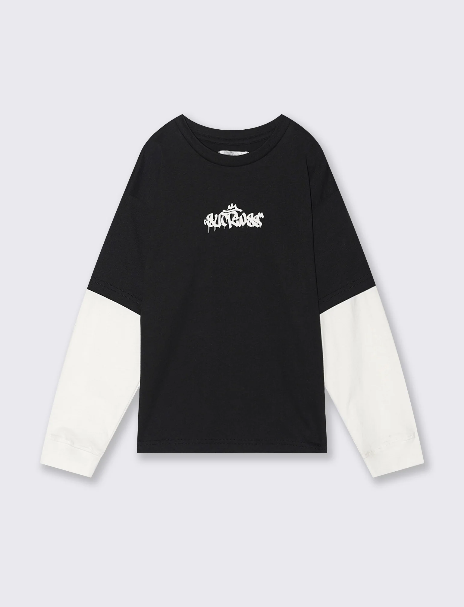 T-shirt maniche lunghe bicolor - Nero - Image 3