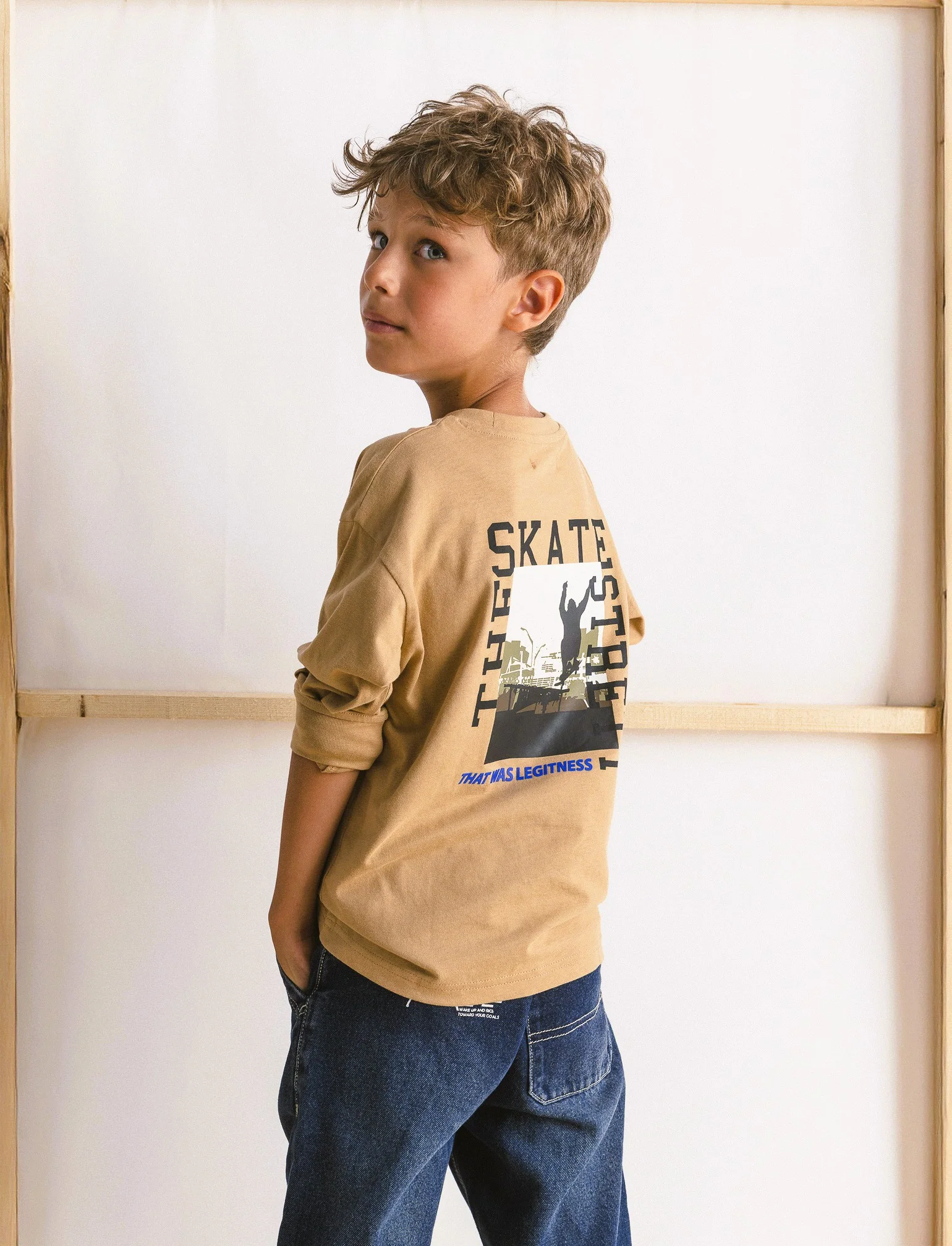 T-shirt maniche lunghe e polsini - Beige biscotto - Image 2