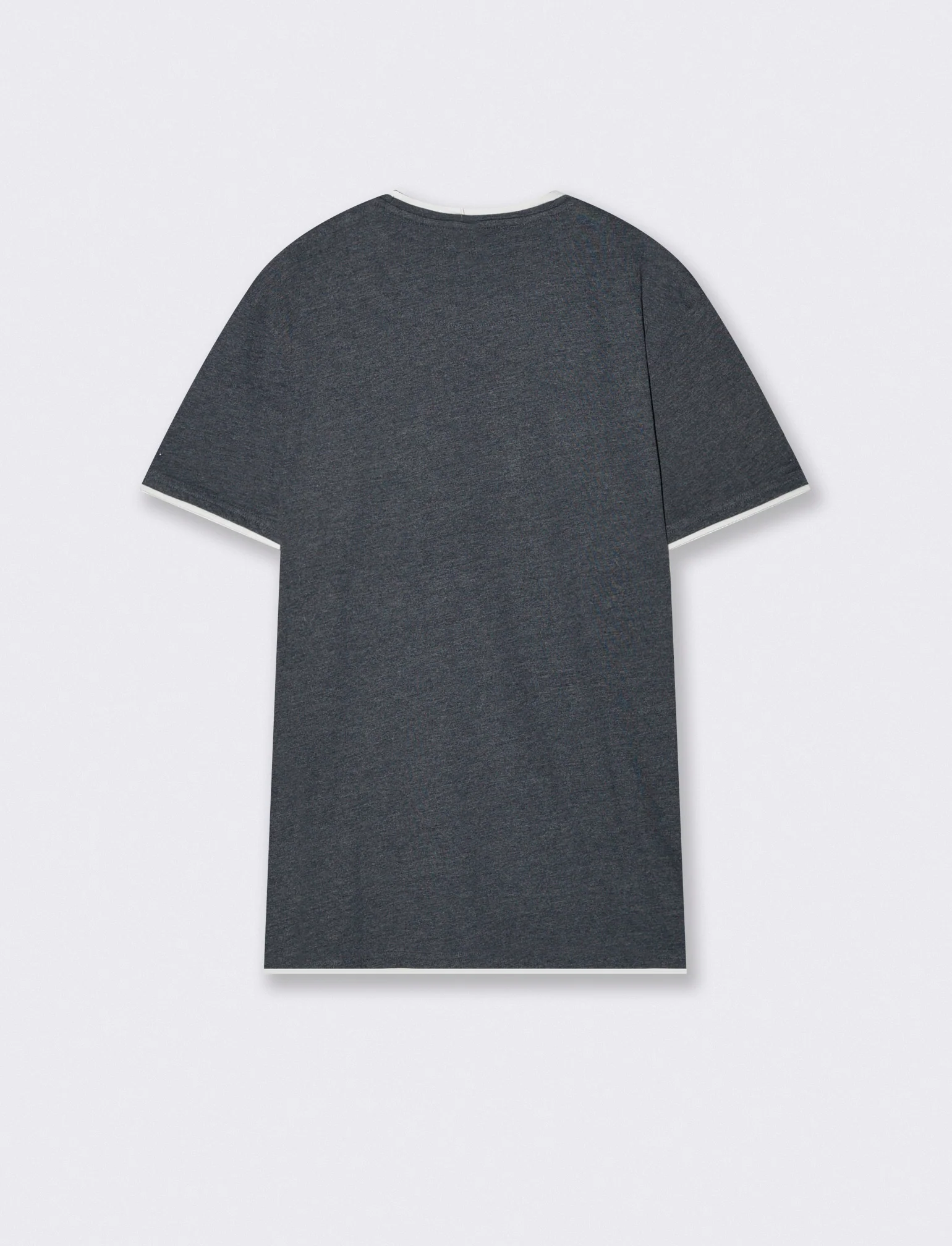 T-shirt melange con tasca e dettagli bianchi - Blu - Image 2