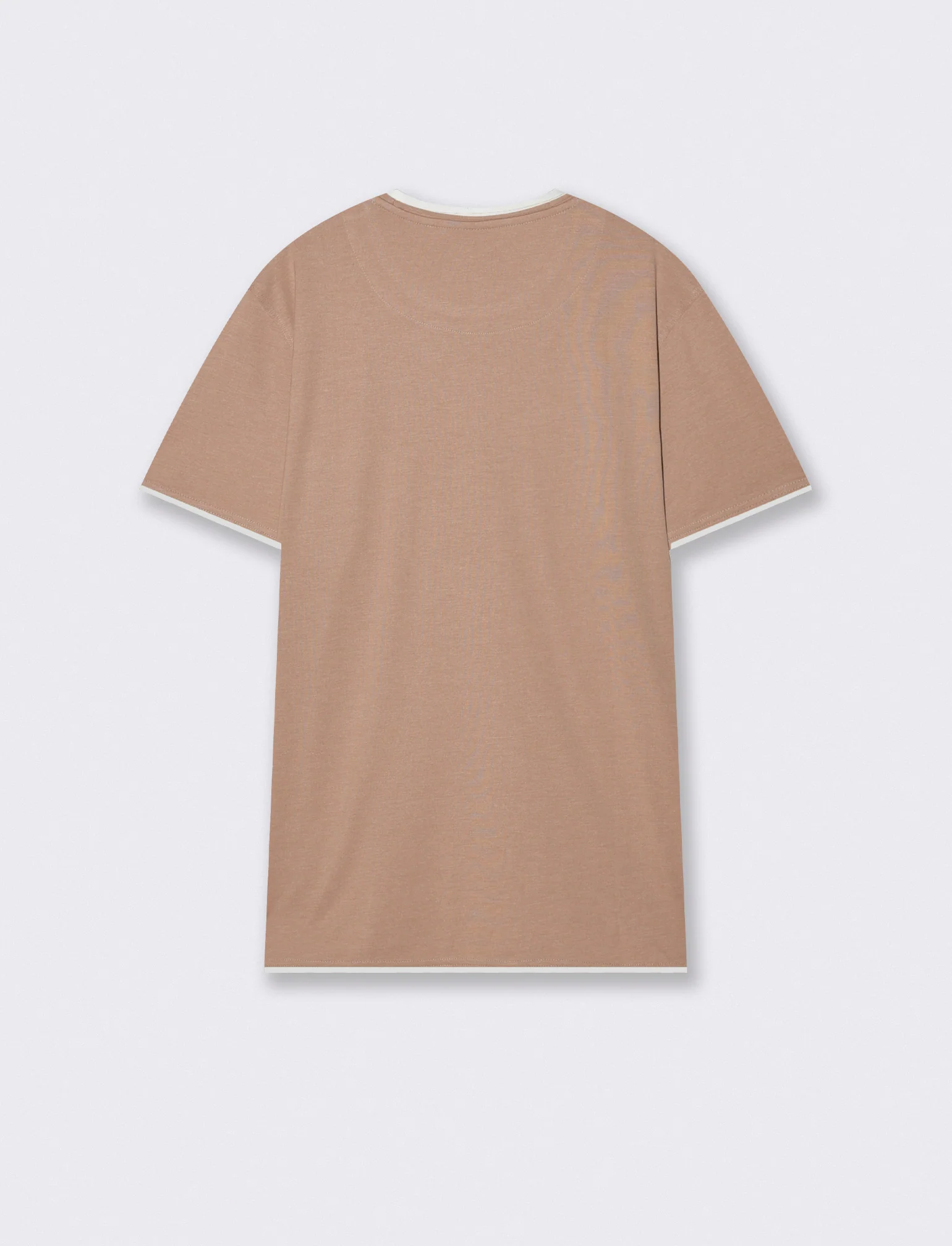 T-shirt melange con tasca e dettagli bianchi - Cipria - Image 2
