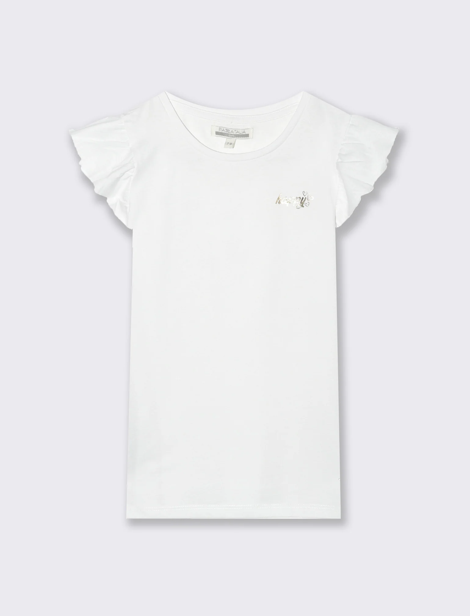 T-shirt mezza manica ad aletta da bambina - Bianco