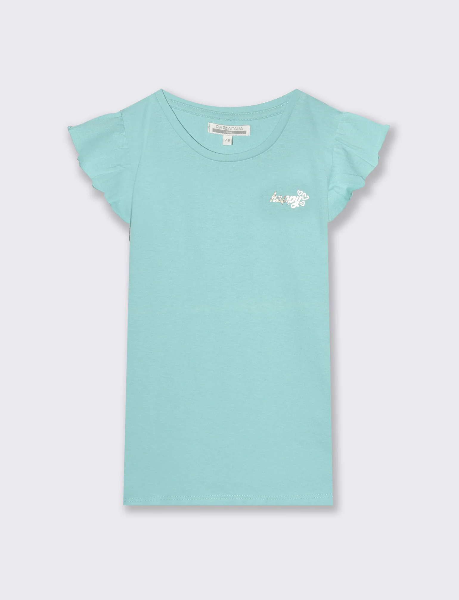 T-shirt mezza manica ad aletta da bambina - Verde acqua
