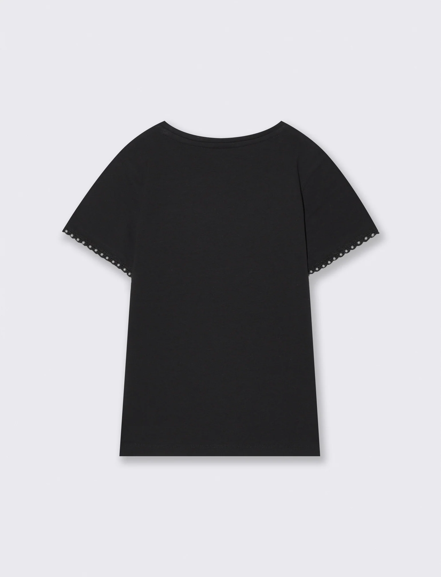 T-shirt mezza manica con decorazioni - Nero - Image 4