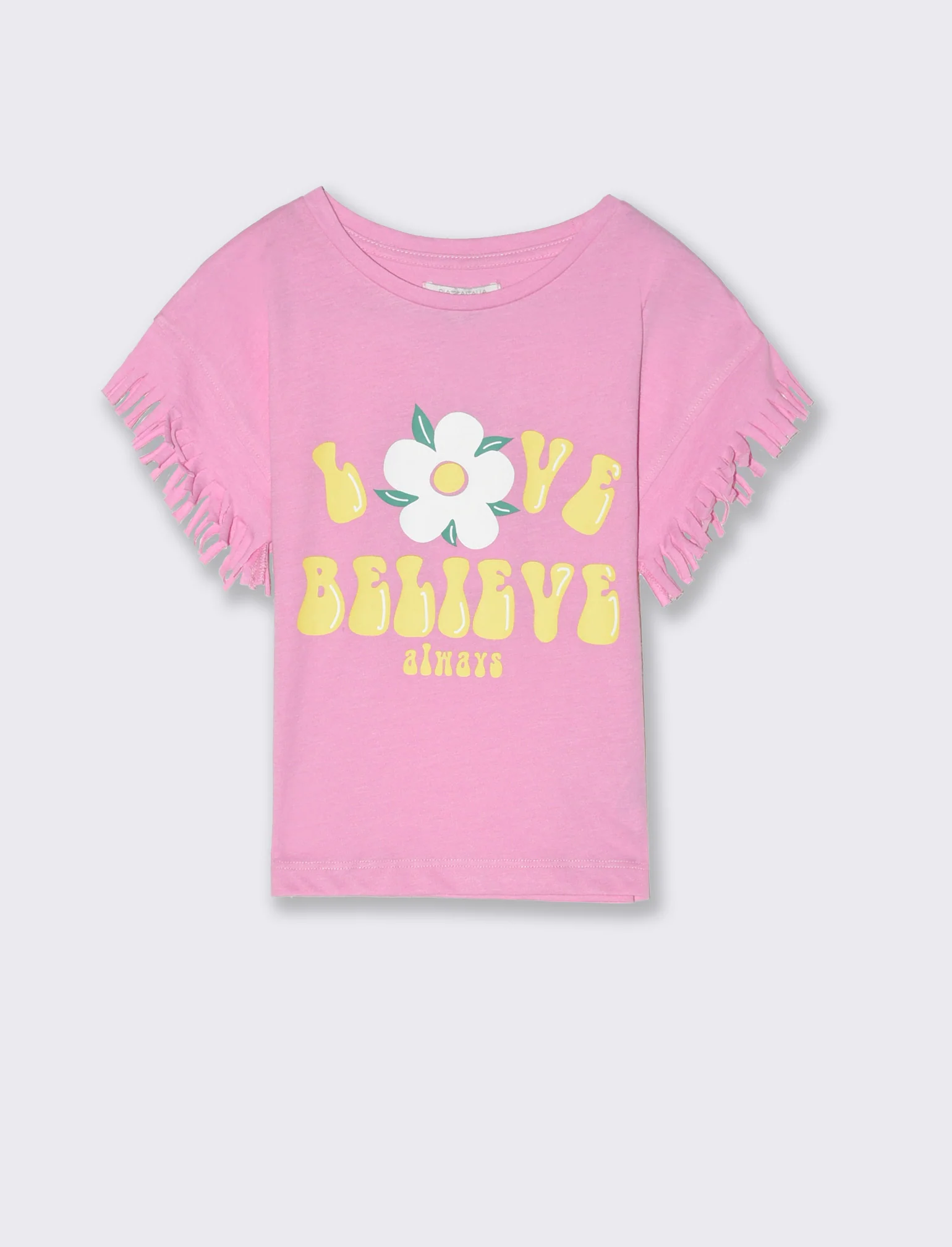 T-shirt mezza manica con frange da bambina - Rosa - Image 2
