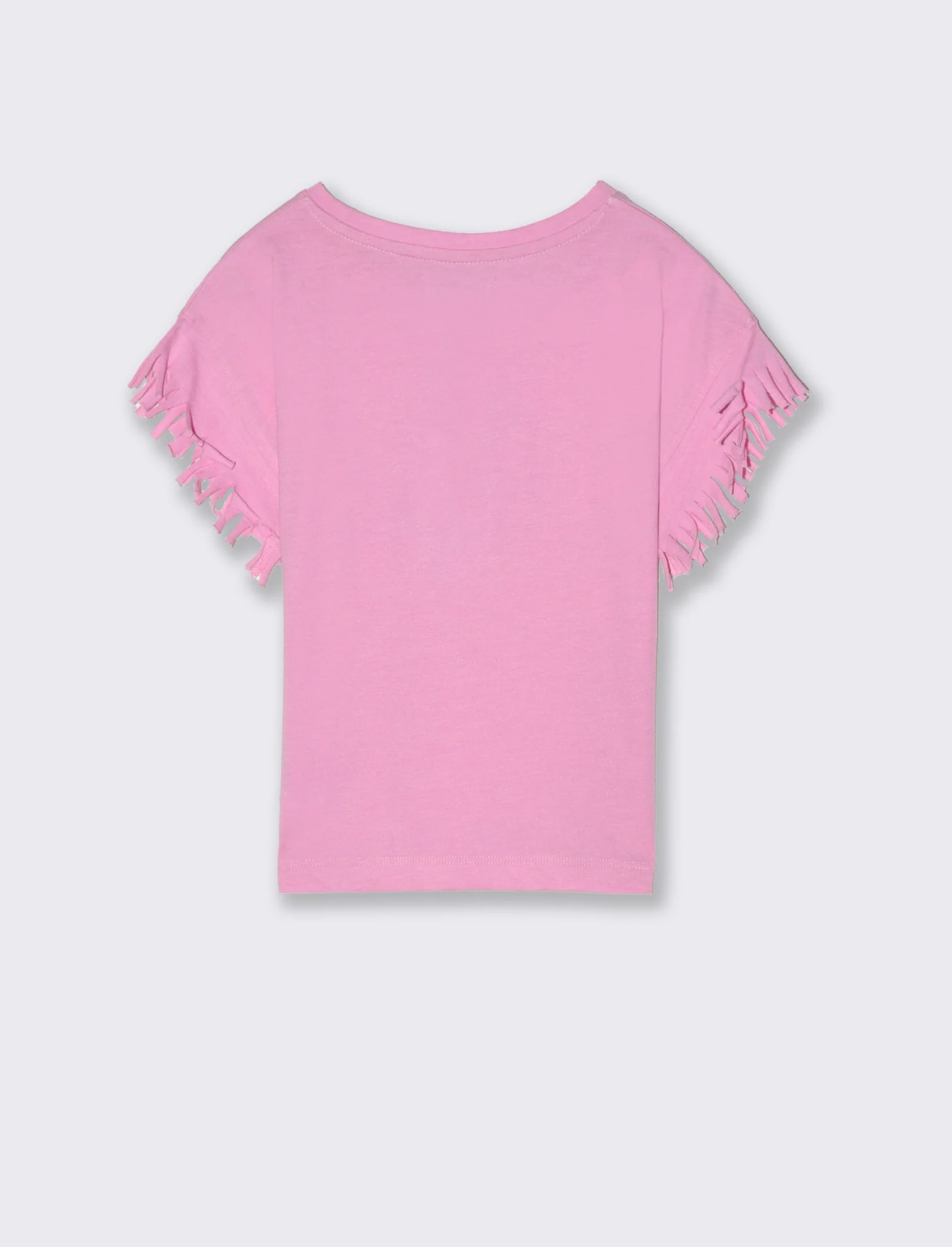 T-shirt mezza manica con frange da bambina - Rosa - Image 3