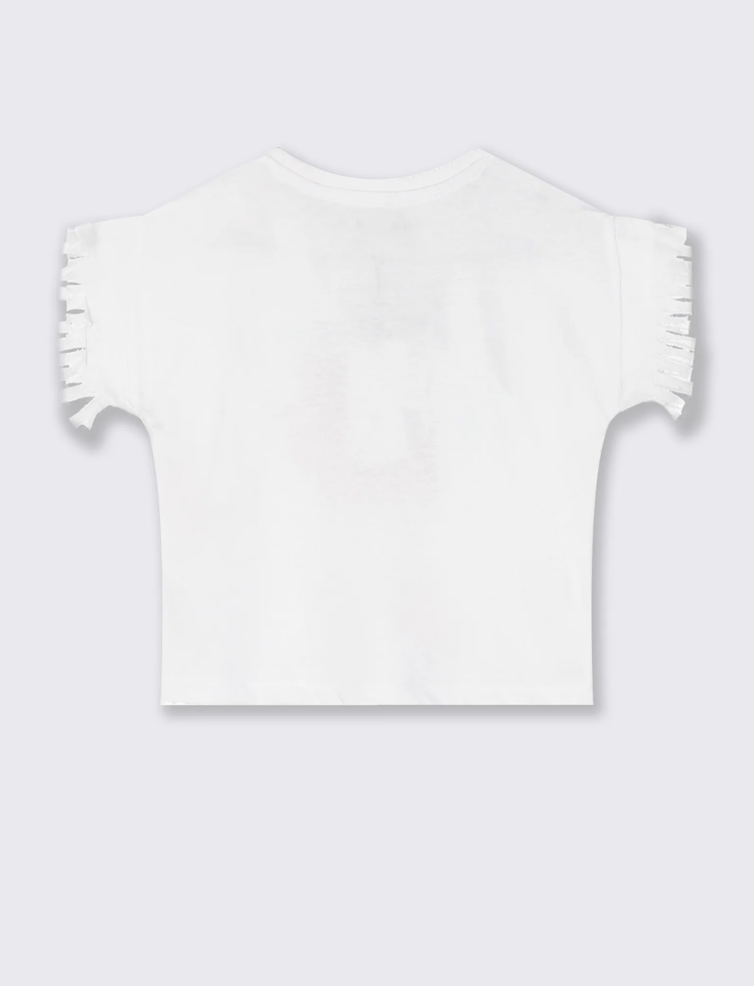 T-shirt mezza manica con frange e stampa - Bianco - Image 2