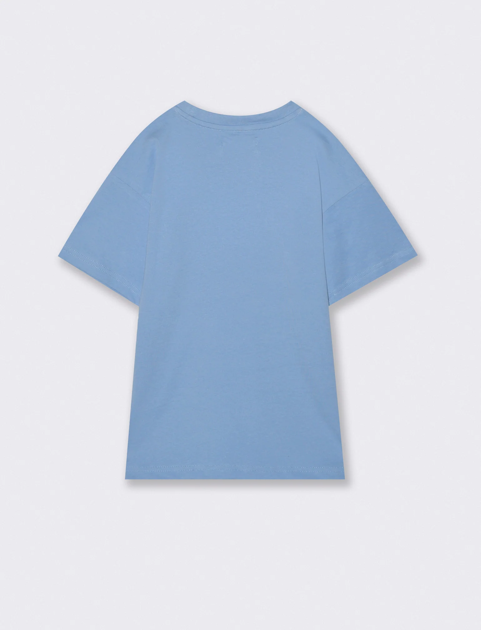 T-shirt mezza manica con ricamo casual - Azzurro - Image 2