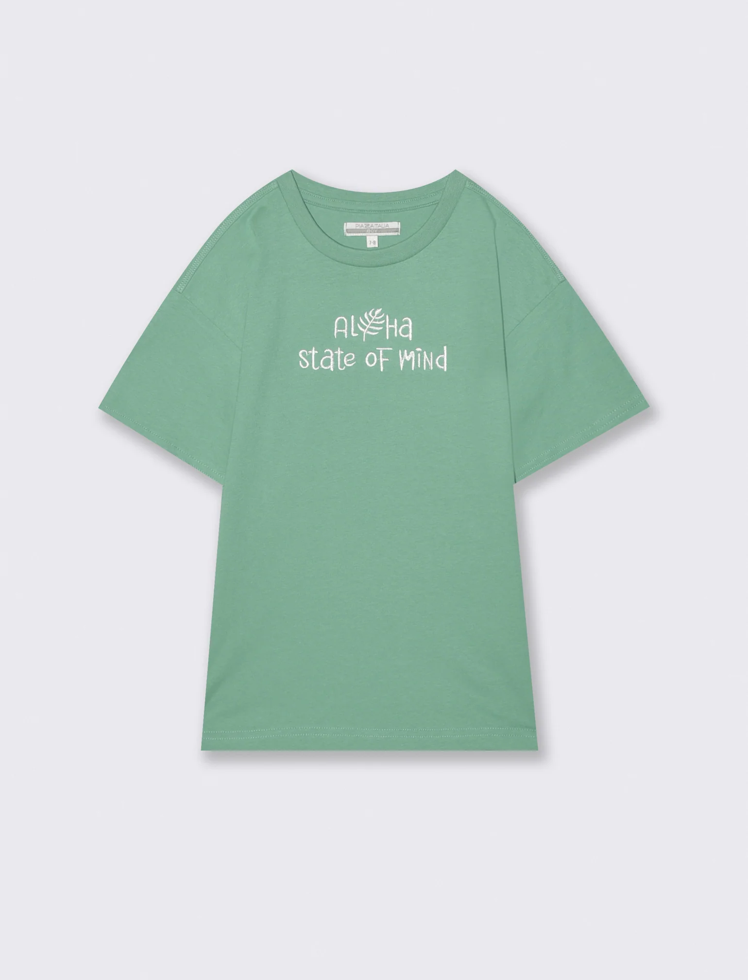 T-shirt mezza manica con ricamo casual - Verde mela