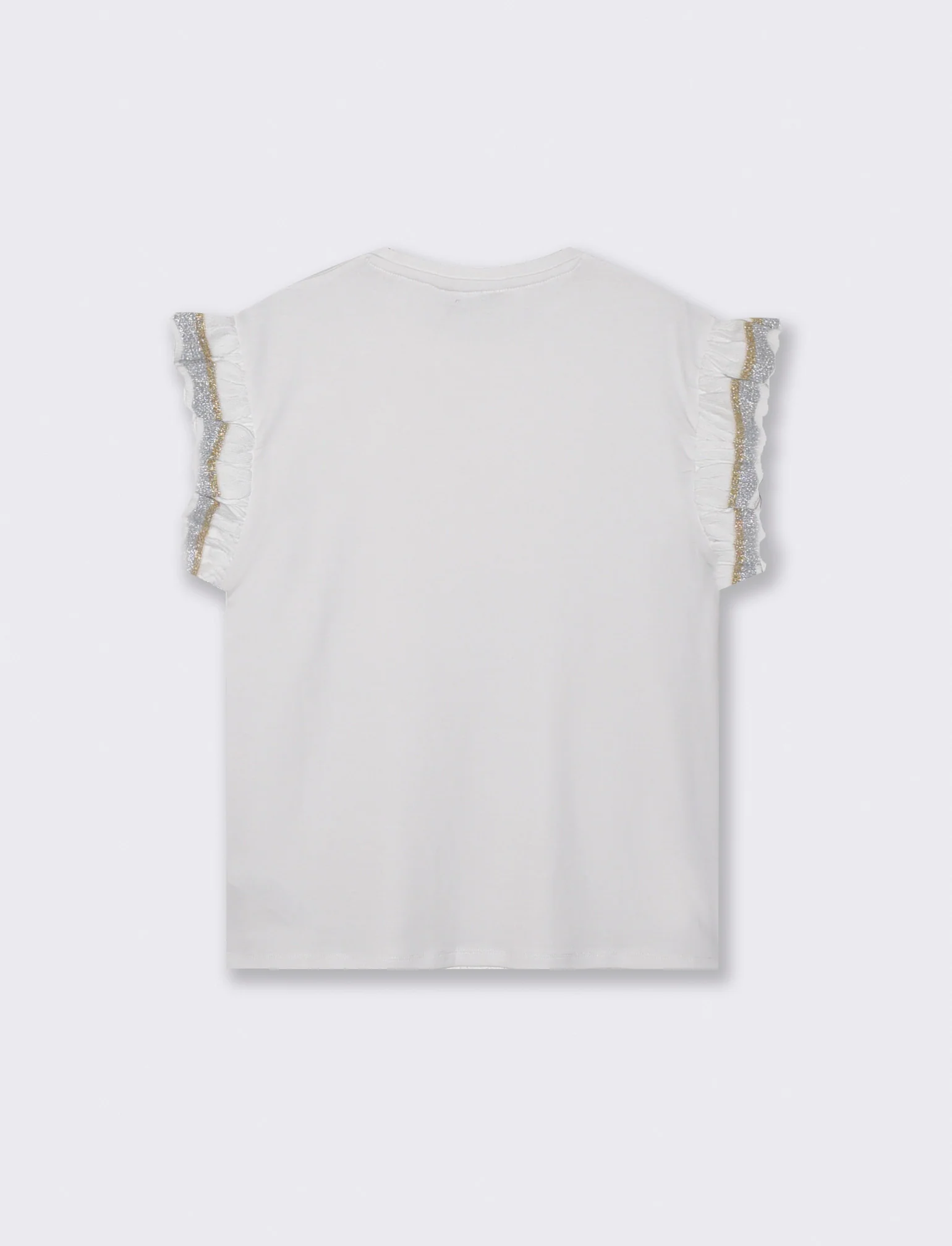 T-Shirt Mezza Manica con Rouches e Alette - Bianco - Image 2