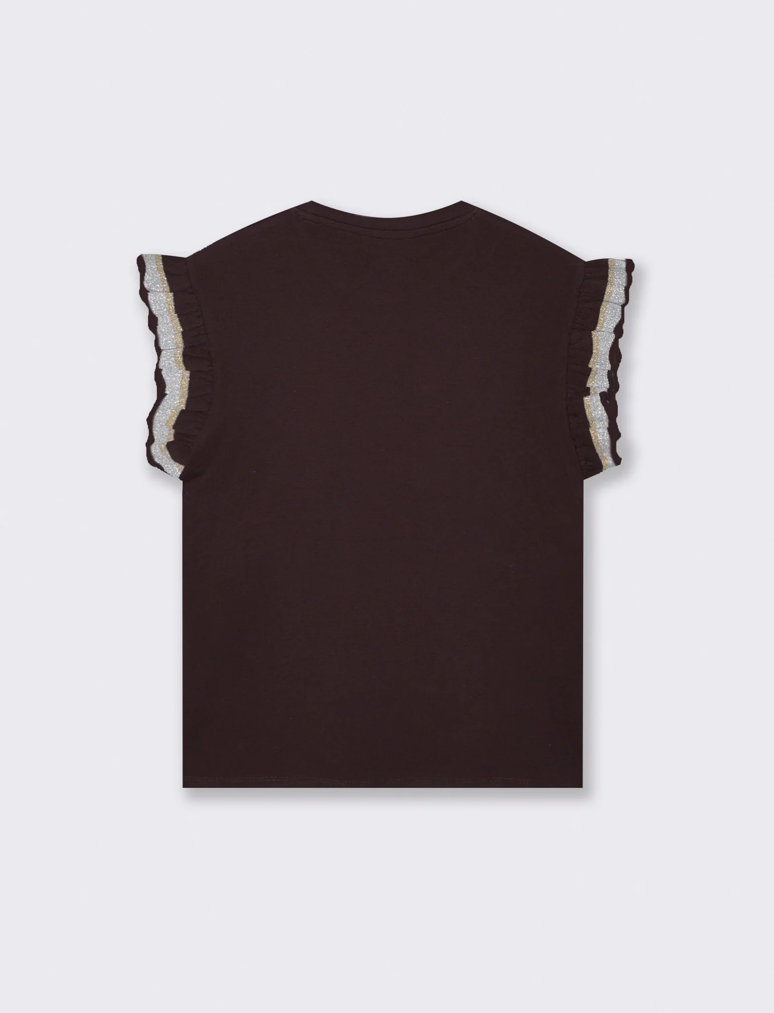 T-Shirt Mezza Manica con Rouches e Alette - Moro - Image 2