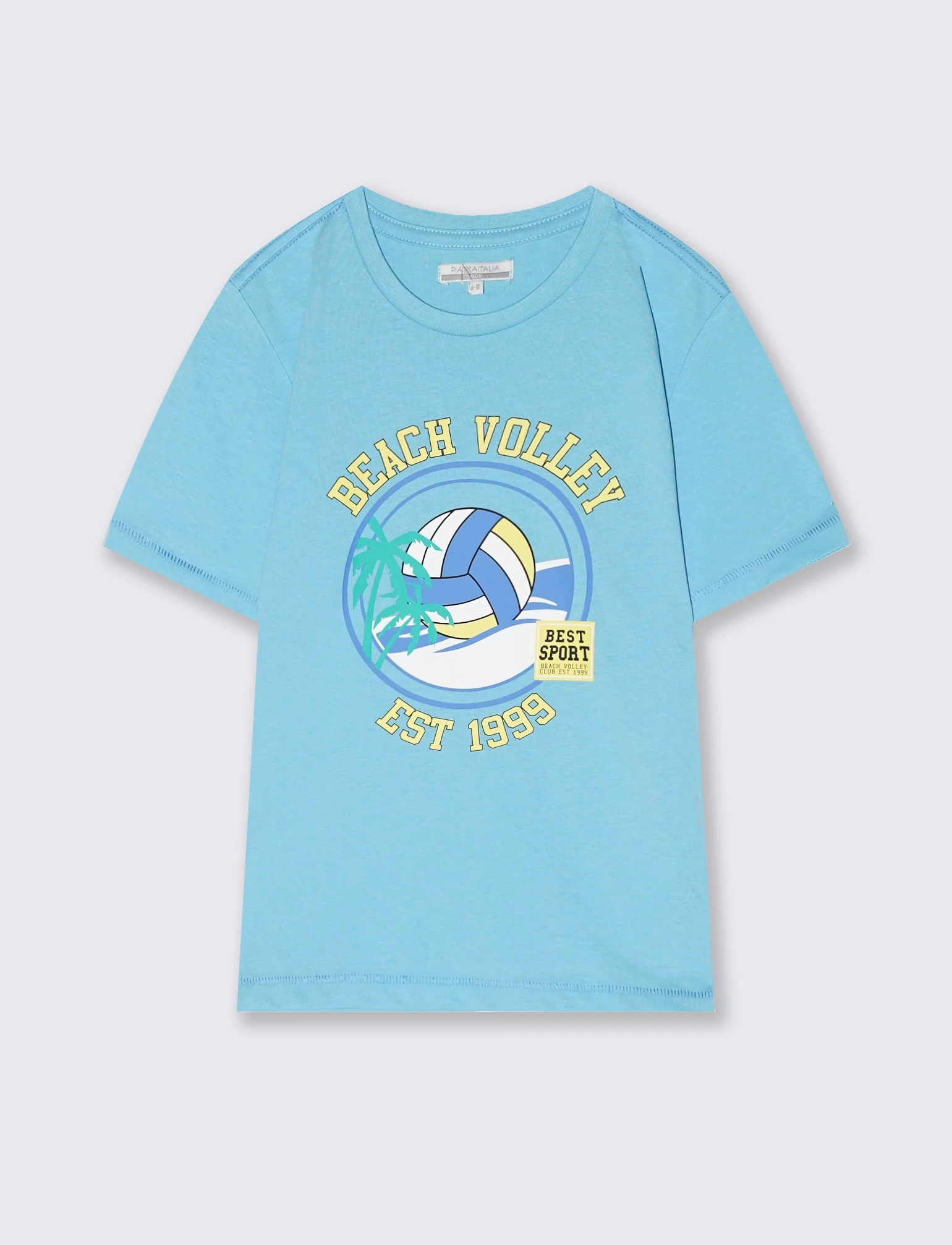 T-shirt mezza manica con stampa frontale - Azzurro