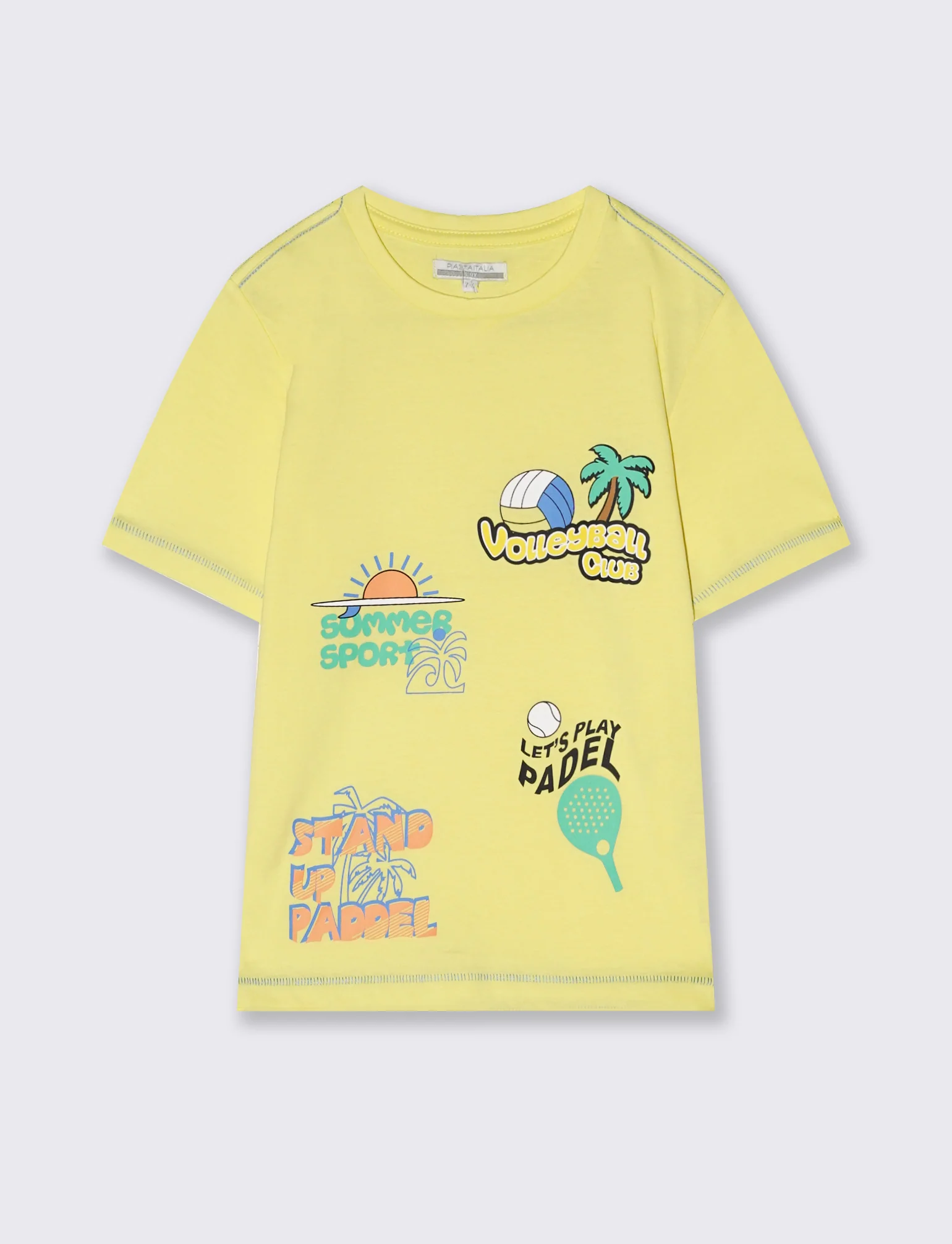 T-shirt mezza manica con stampa frontale - Giallo