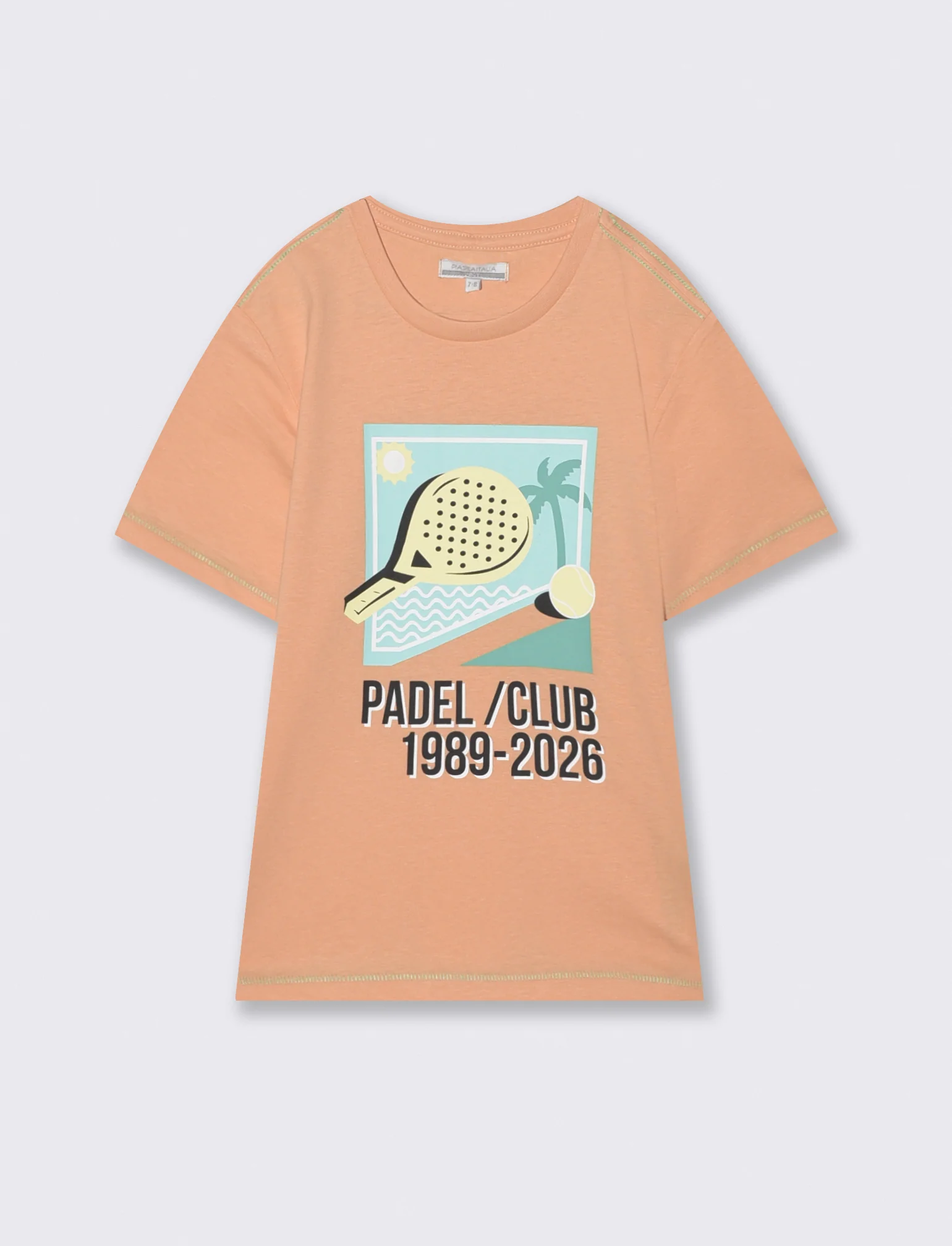 T-shirt mezza manica con stampa frontale - Pesca