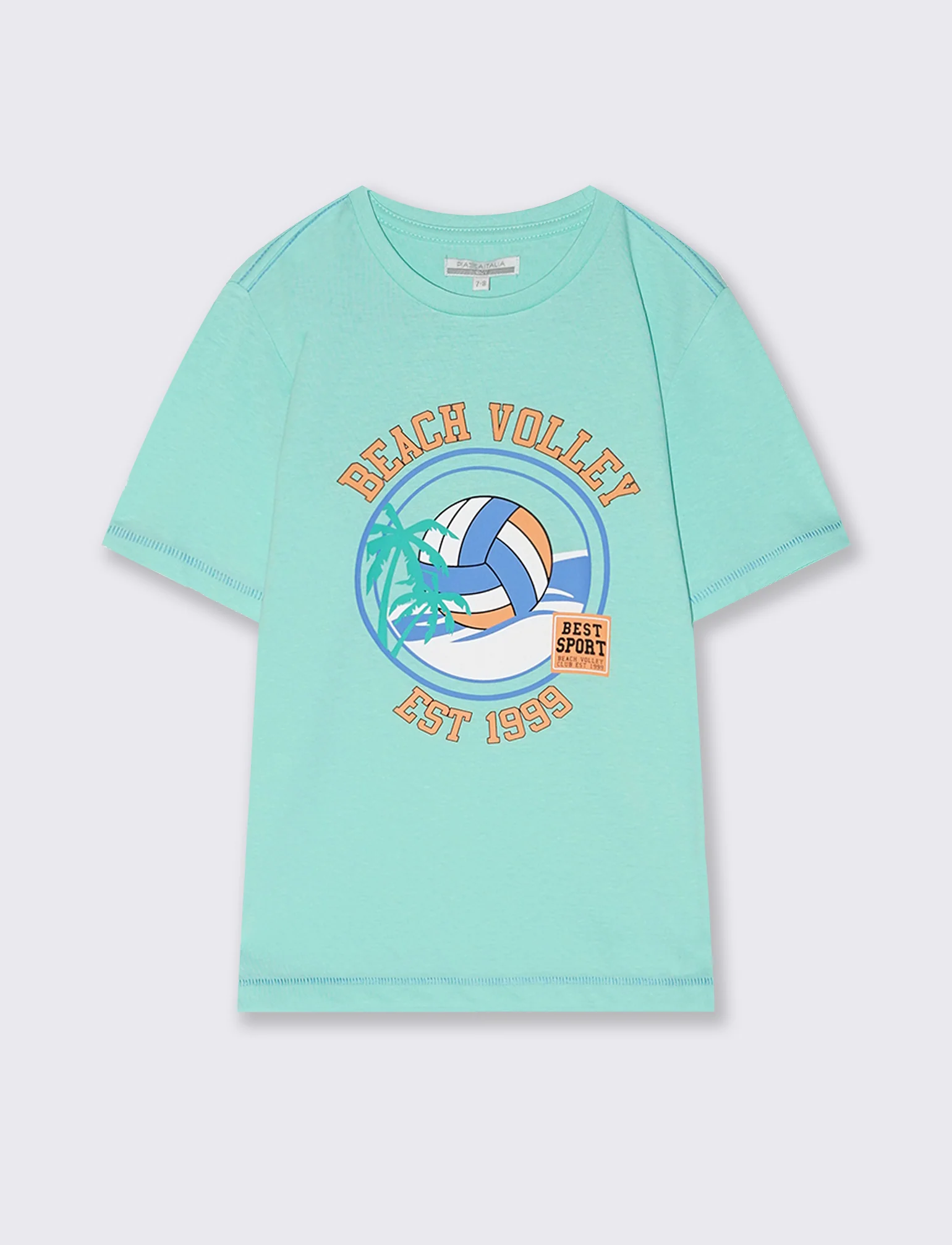T-shirt mezza manica con stampa frontale - Verde acqua