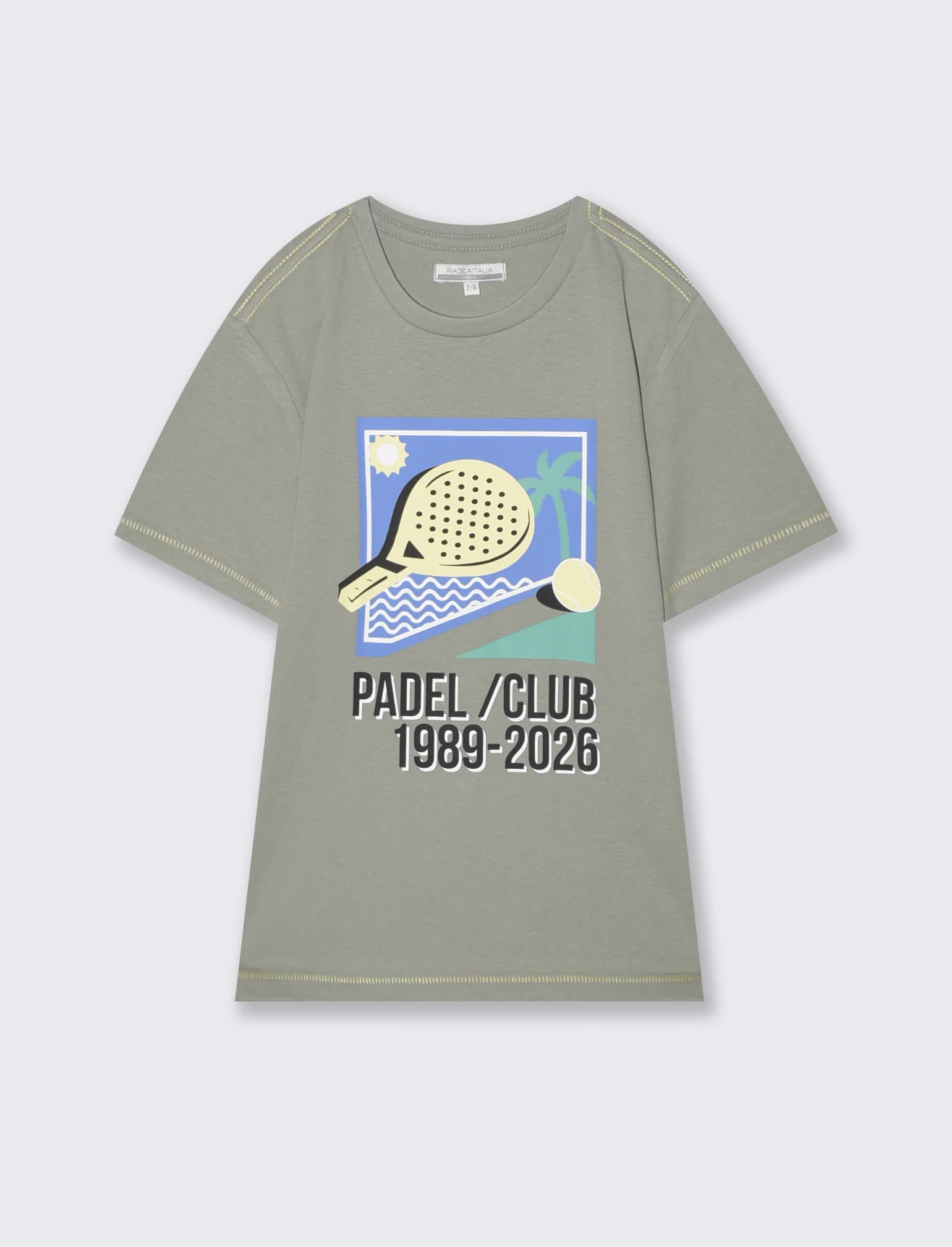 T-shirt mezza manica con stampa frontale - Verde salvia