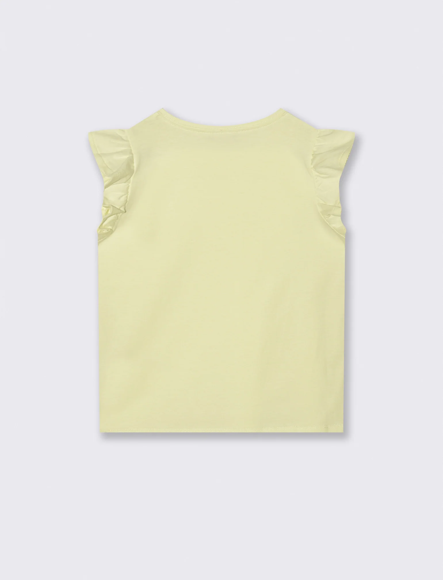 T-shirt mezza manica con volant e stampa lucida - Giallo - Image 2