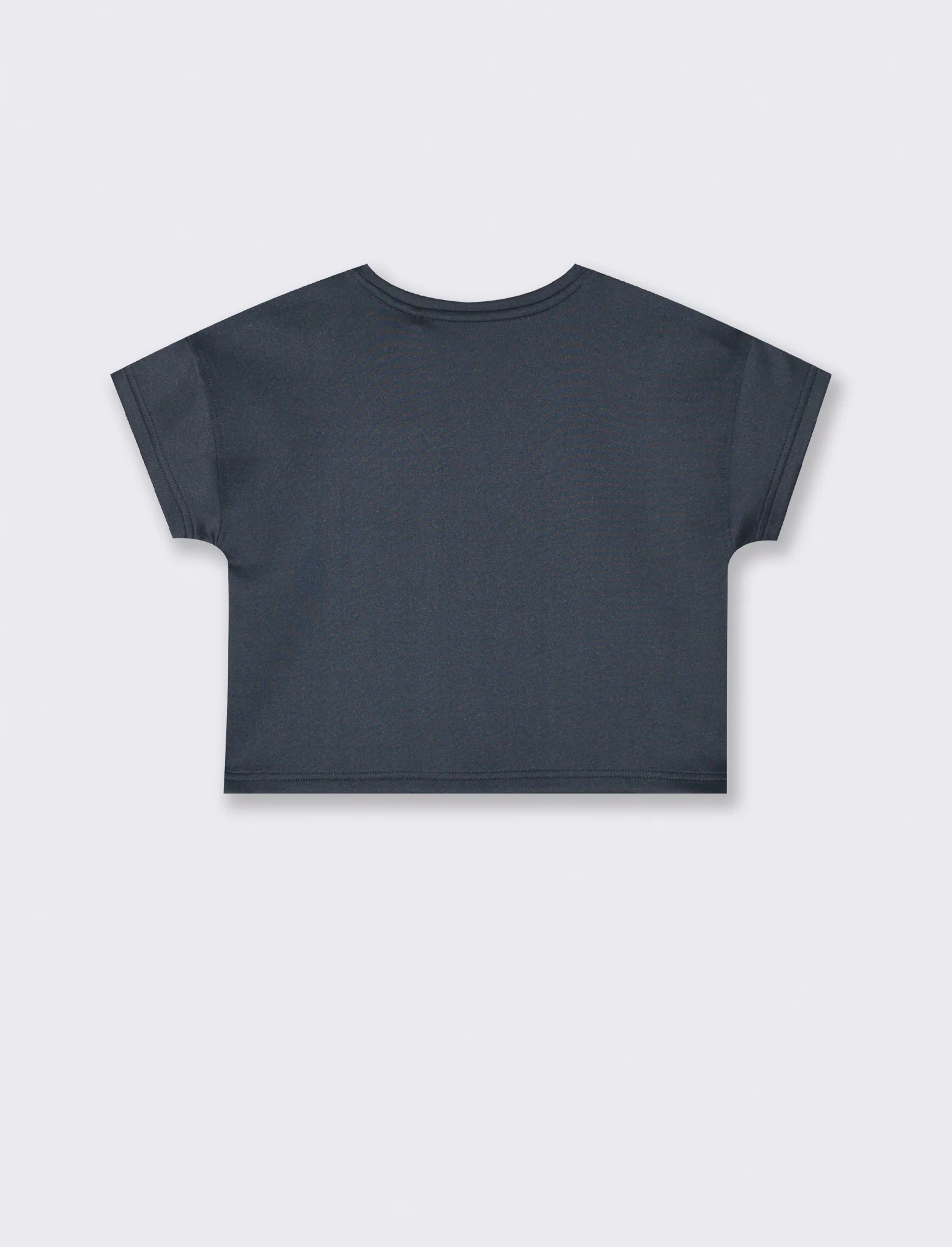 T-shirt mezza manica cropped in tessuto tecnico con profili a contrasto. - Blu - Image 4