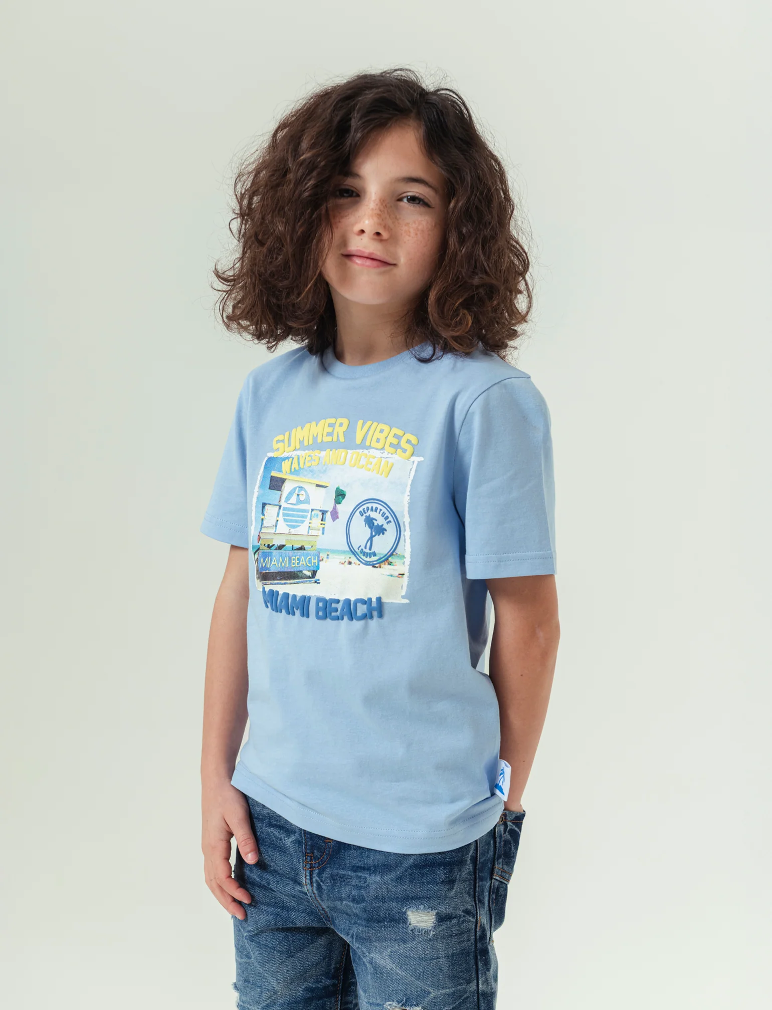 T-shirt mezza manica da bambino - Celeste - Image 2