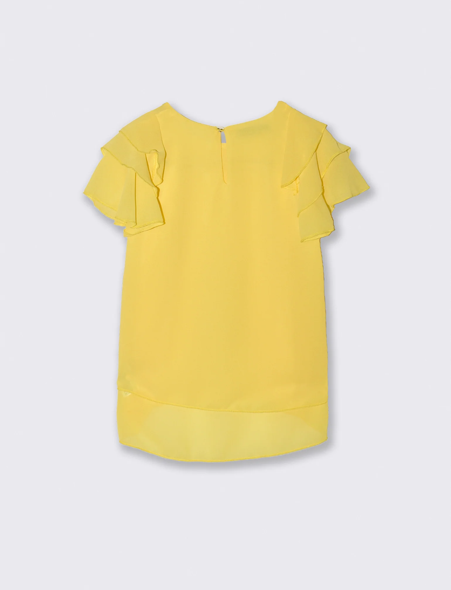 T-shirt mezza manica estiva da bambina con collana. - Giallo - Image 2