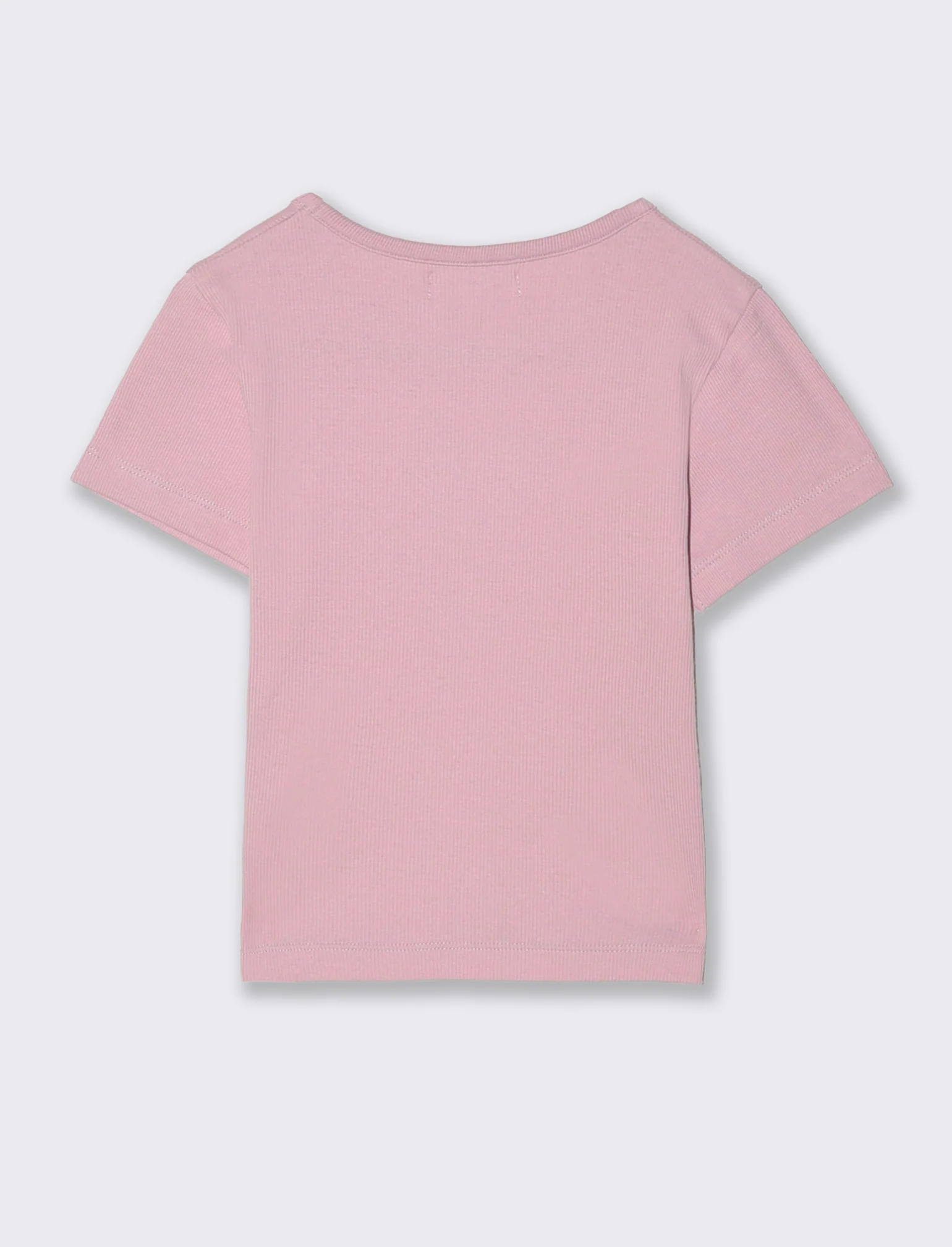 T-shirt mezza manica in costina bambina - Rosa - Image 2